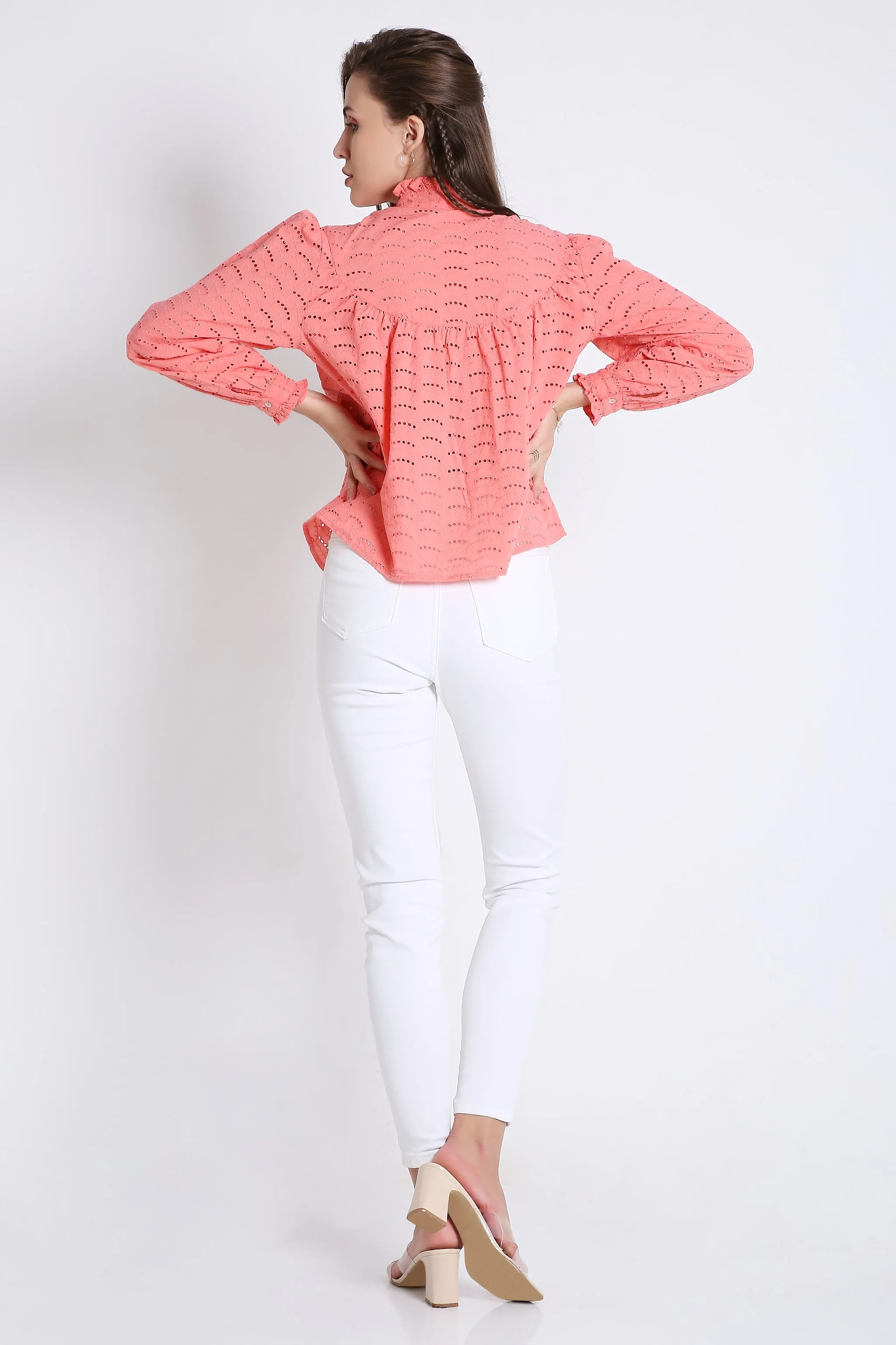 Cotton Long Sleeve Schiffli Shirt French Theory