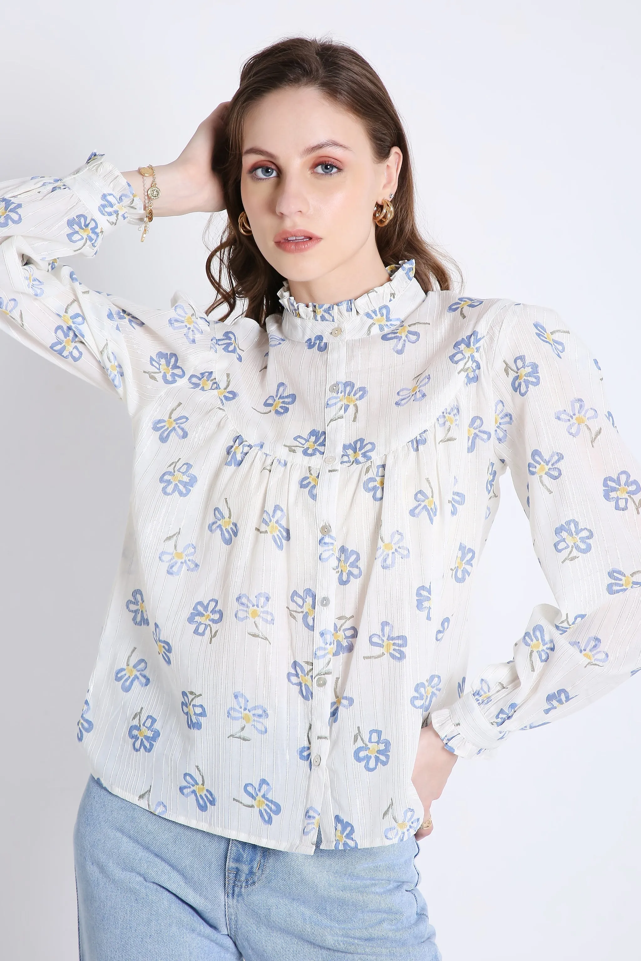 Cotton Printed Shirt with Long Sleeves French Theory