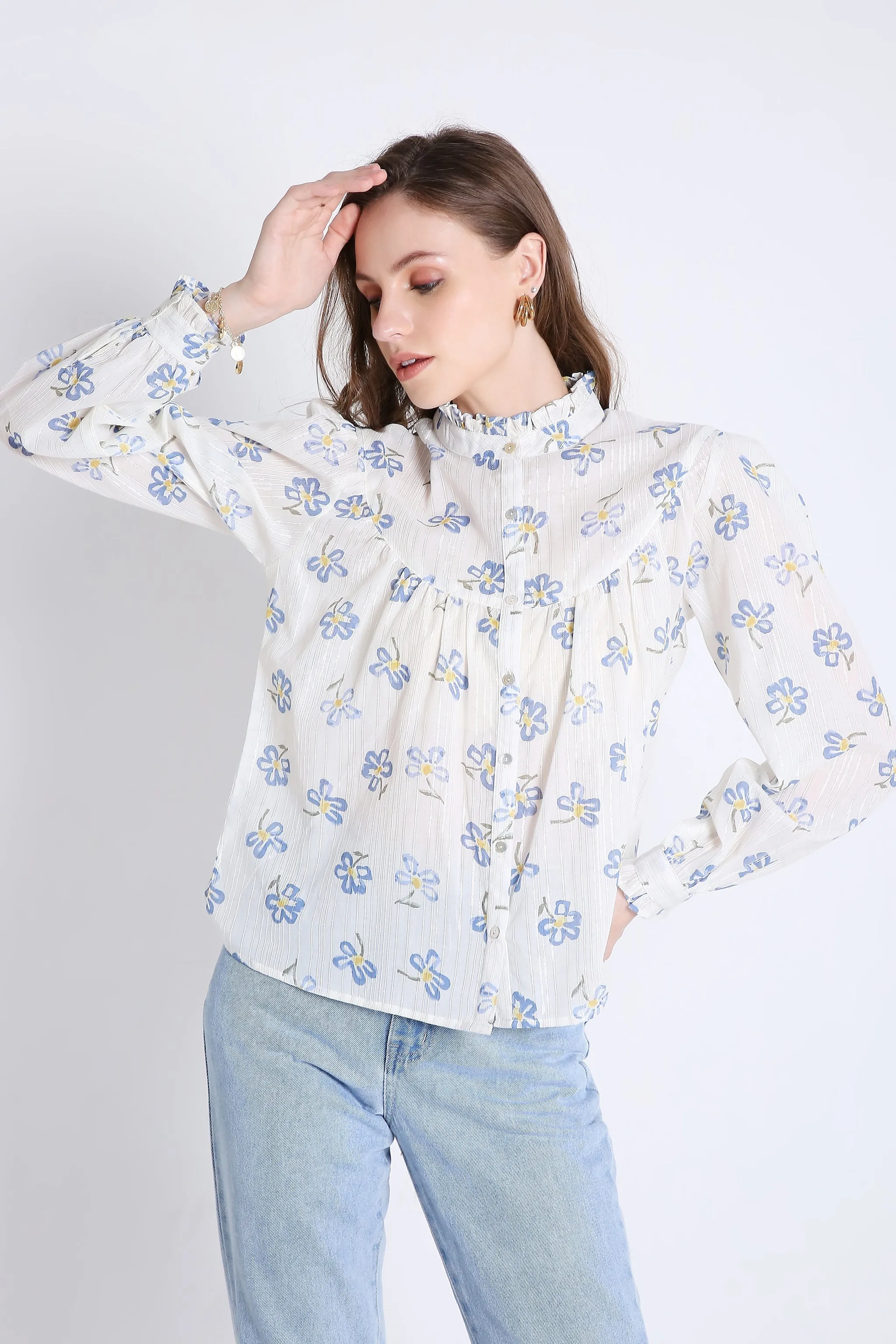 Cotton Printed Shirt with Long Sleeves French Theory