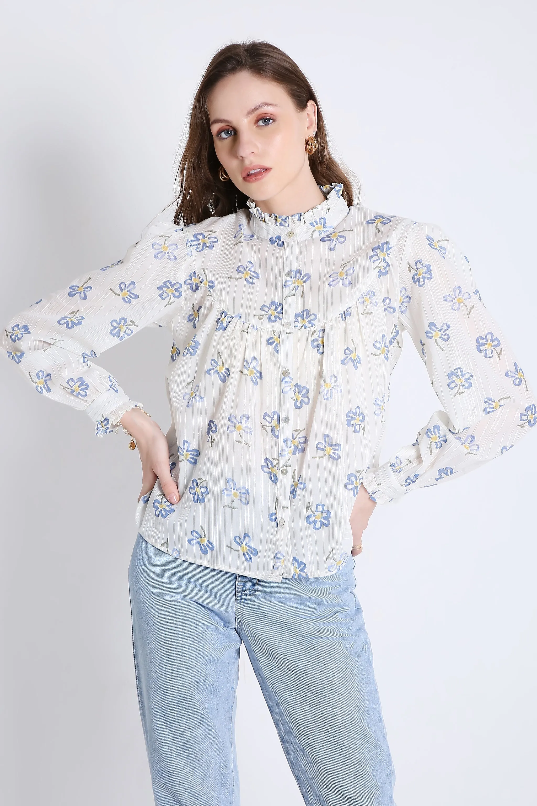 Cotton Printed Shirt with Long Sleeves French Theory