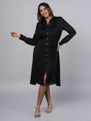 Crushed Black Satin Dress French Theory