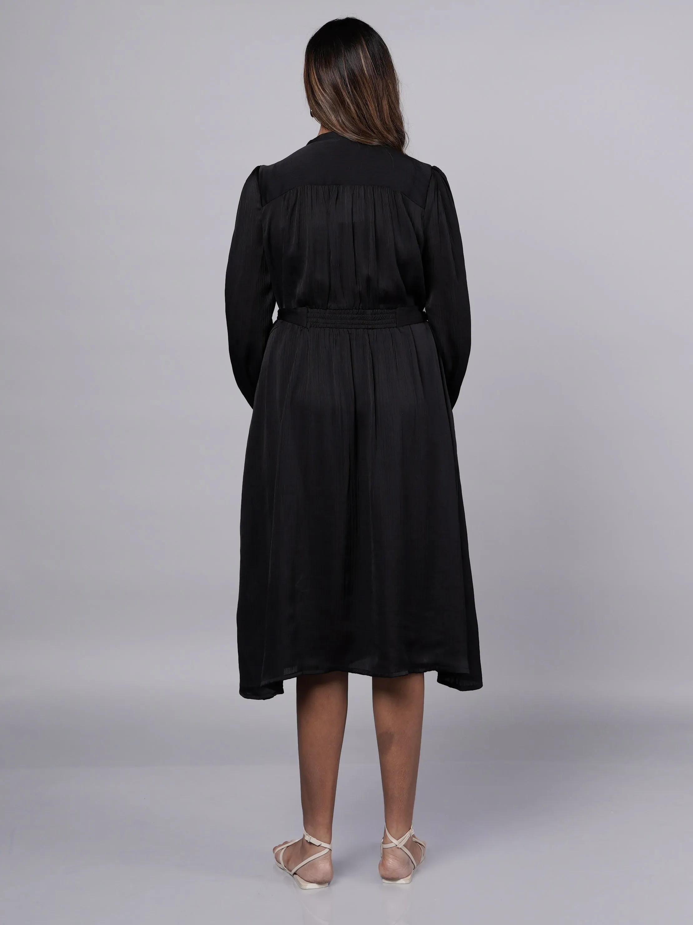 Crushed Black Satin Dress French Theory