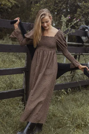 Cyrena Maxi Dress - Brown Check