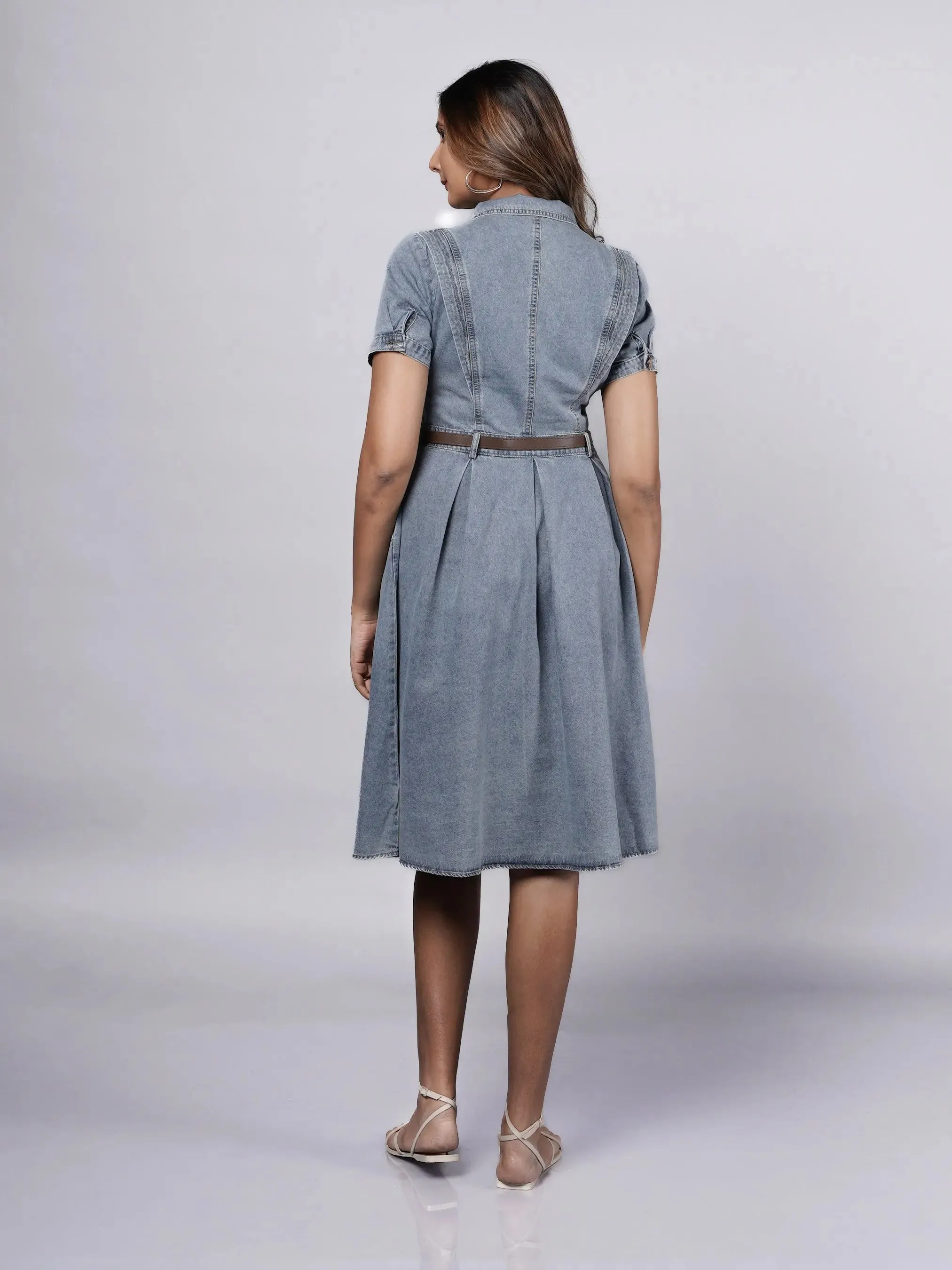 Denim Dress with Aesthetic Details French Theory