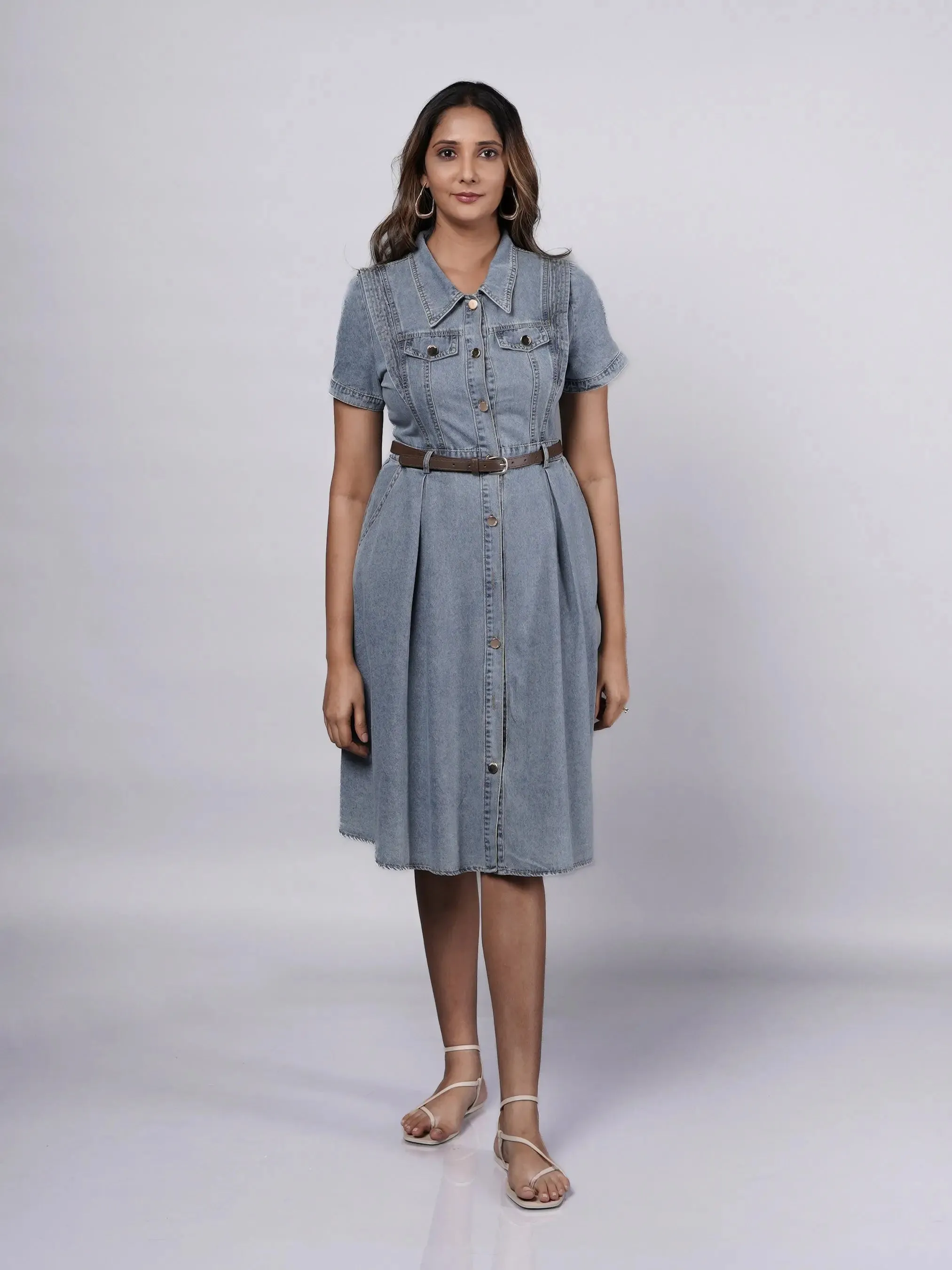 Denim Dress with Aesthetic Details French Theory