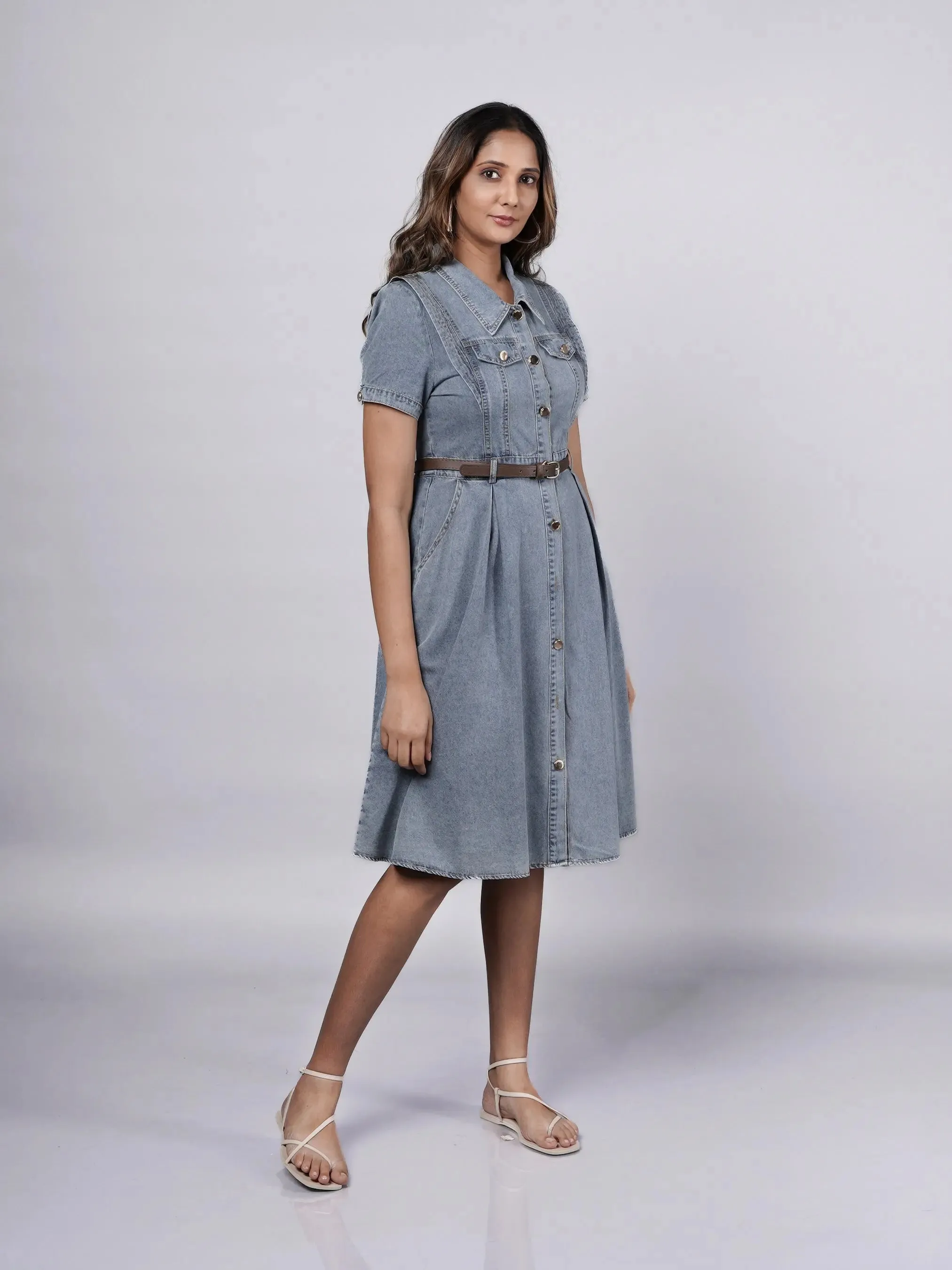 Denim Dress with Aesthetic Details French Theory