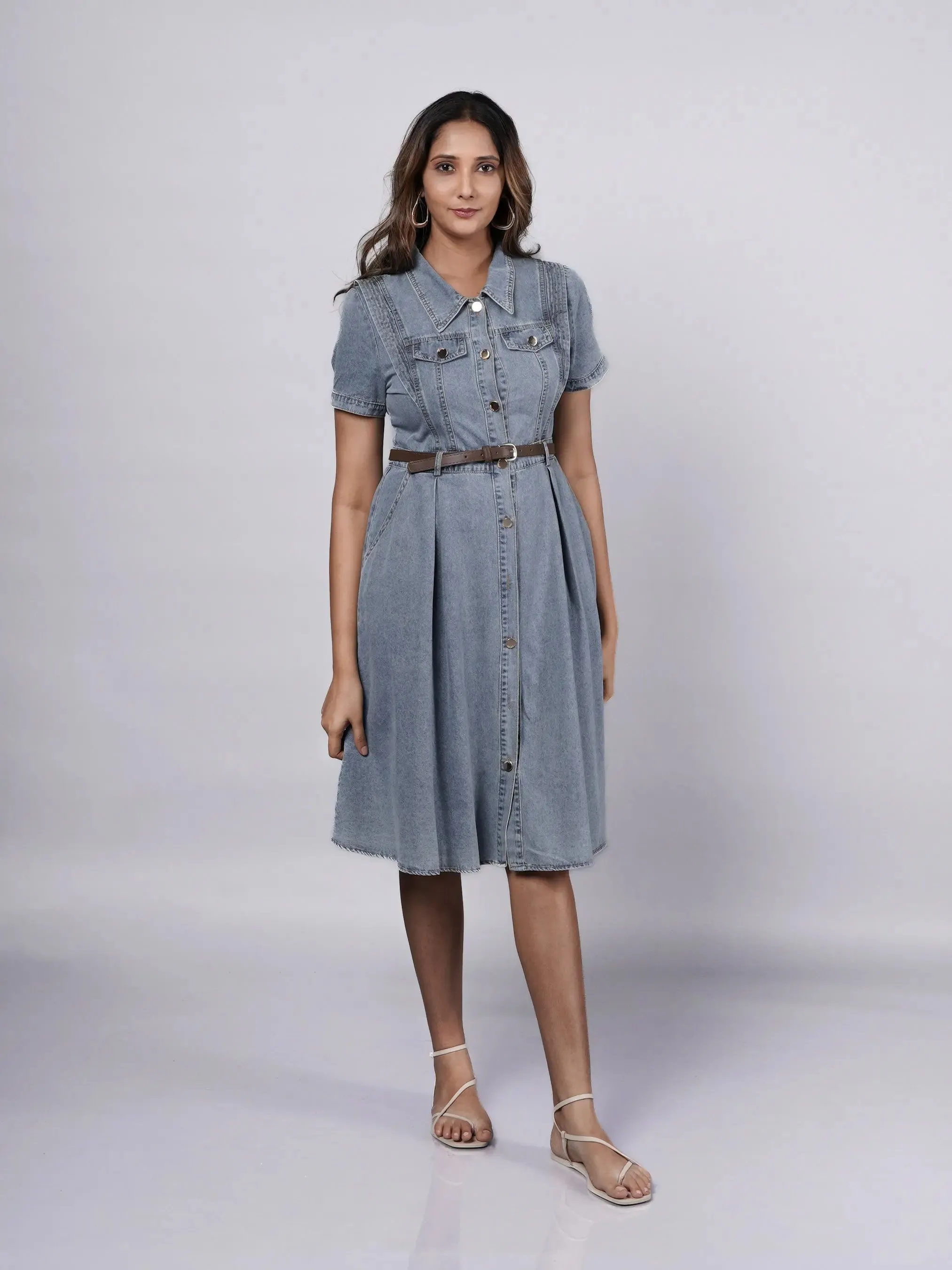 Denim Dress with Aesthetic Details French Theory