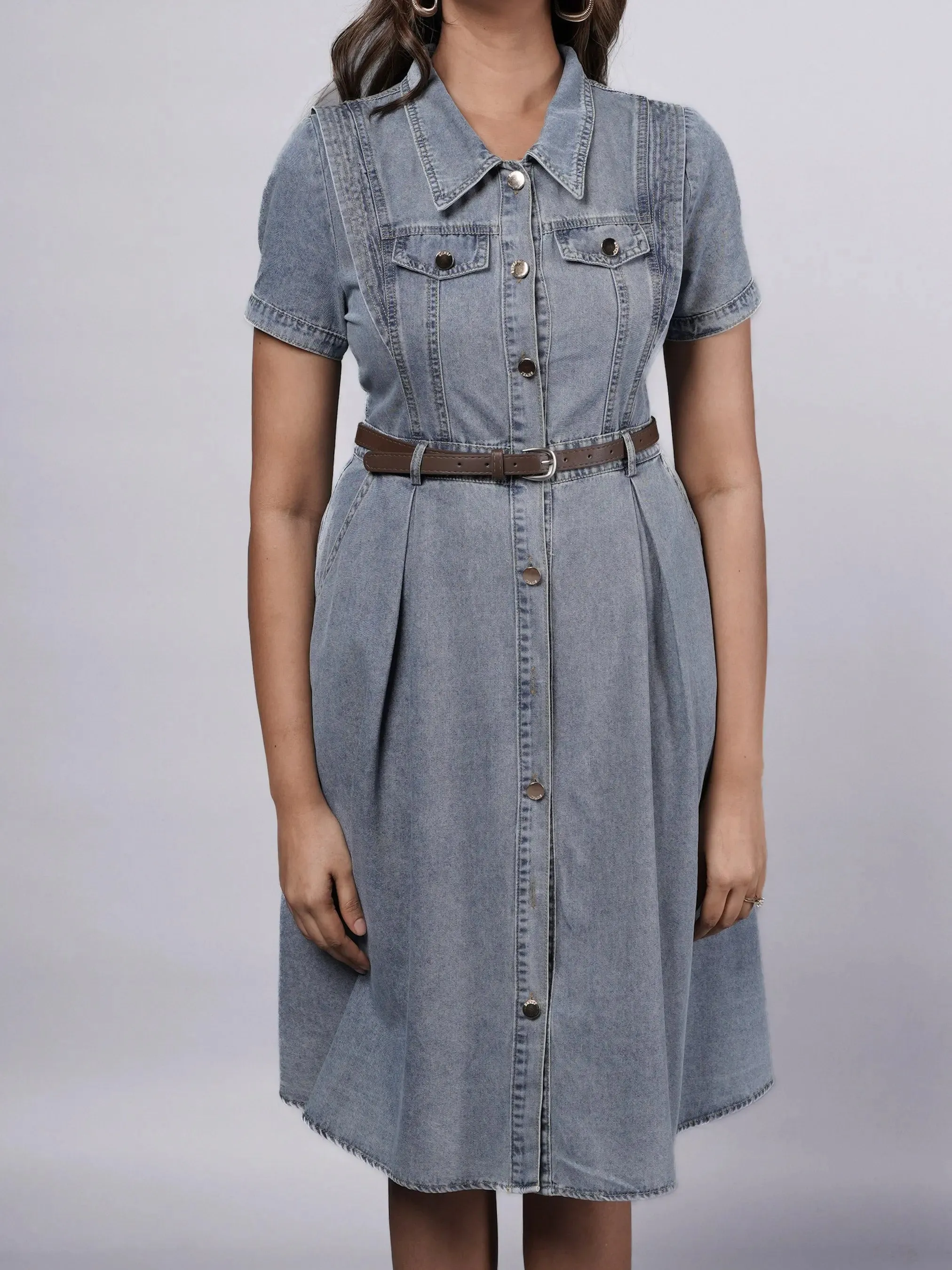 Denim Dress with Aesthetic Details French Theory