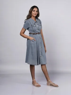 Denim Dress with Aesthetic Details French Theory