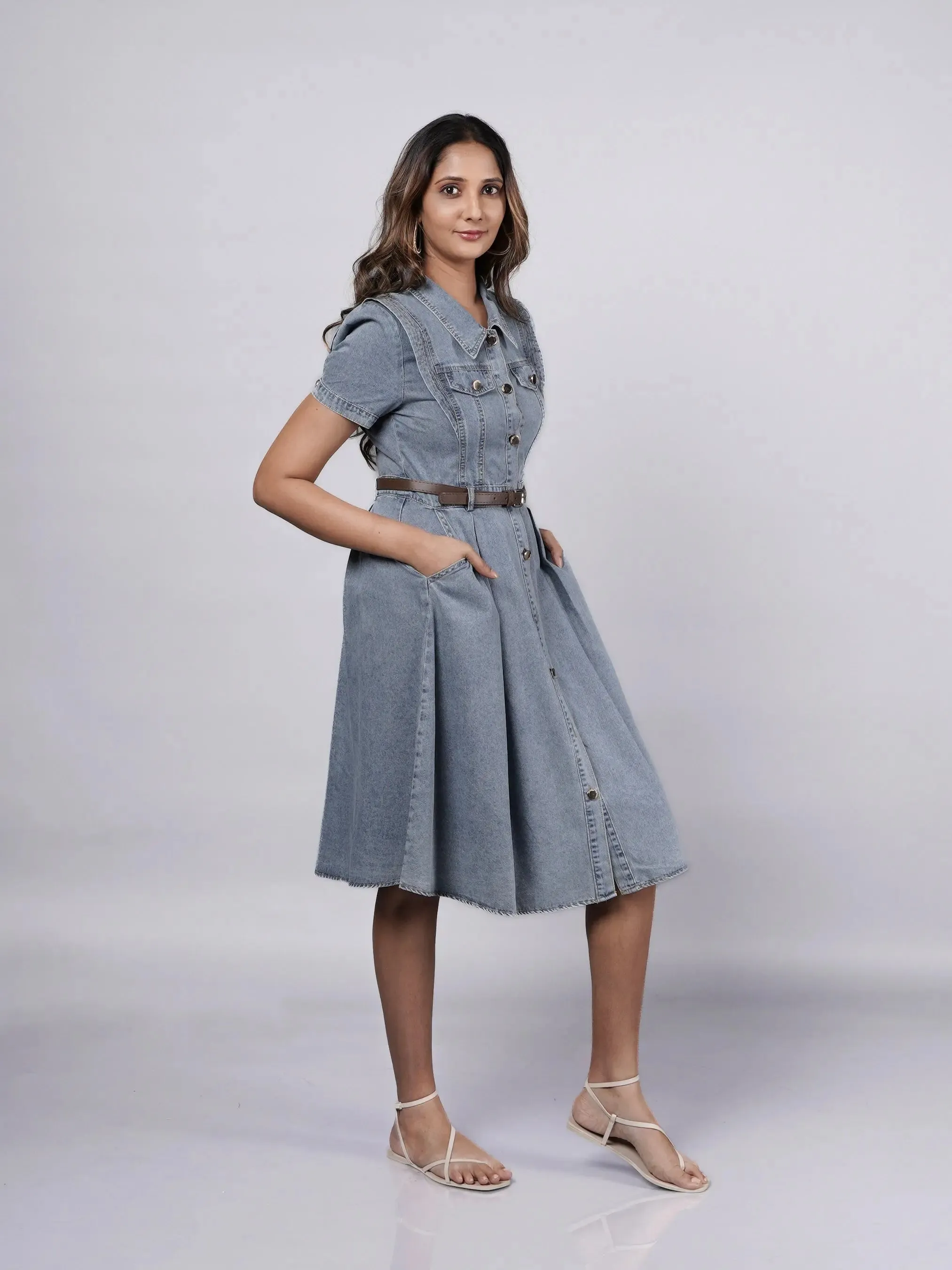 Denim Dress with Aesthetic Details French Theory