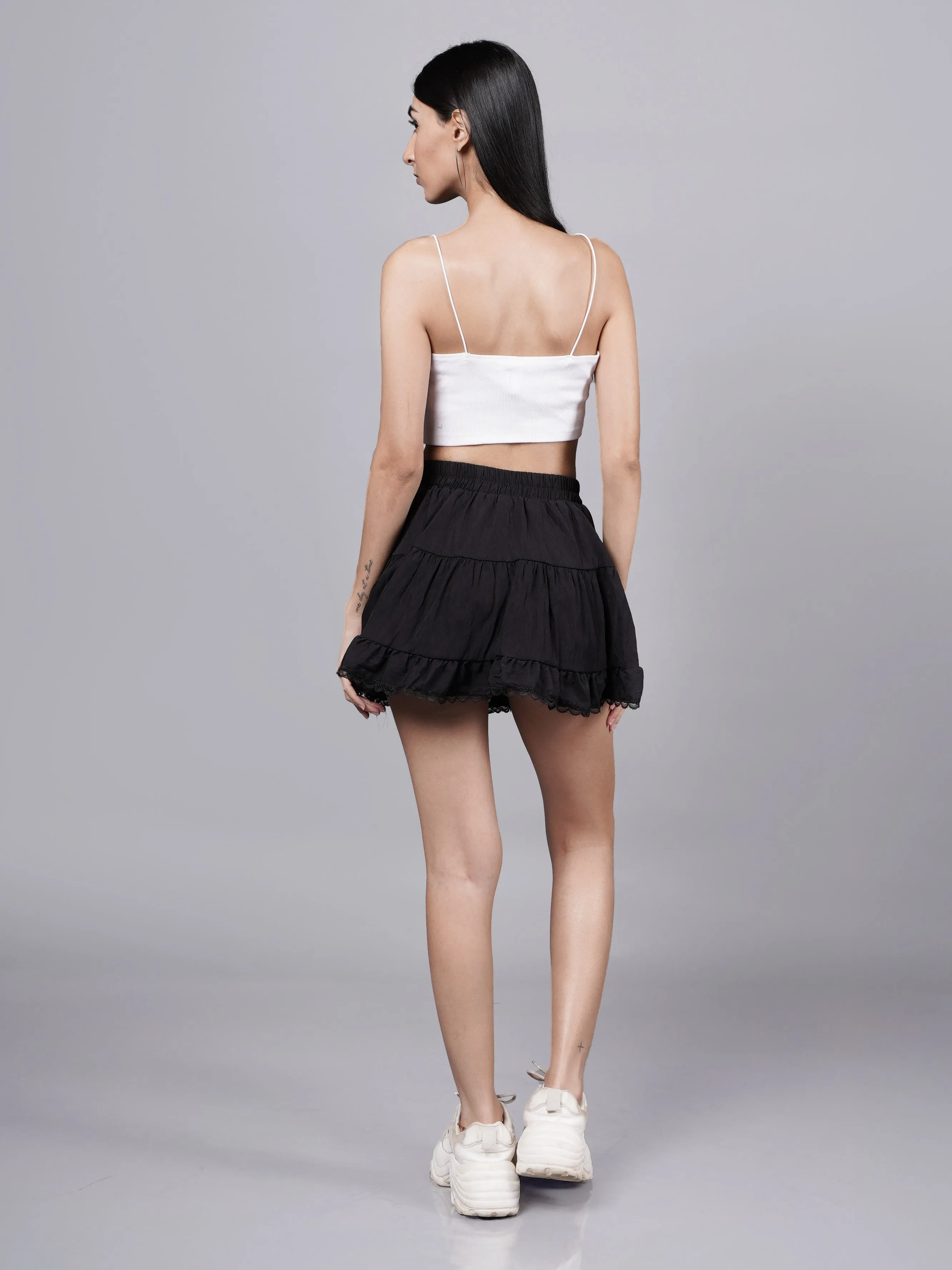 Edgy Y2K Black Mini Skirt French Theory