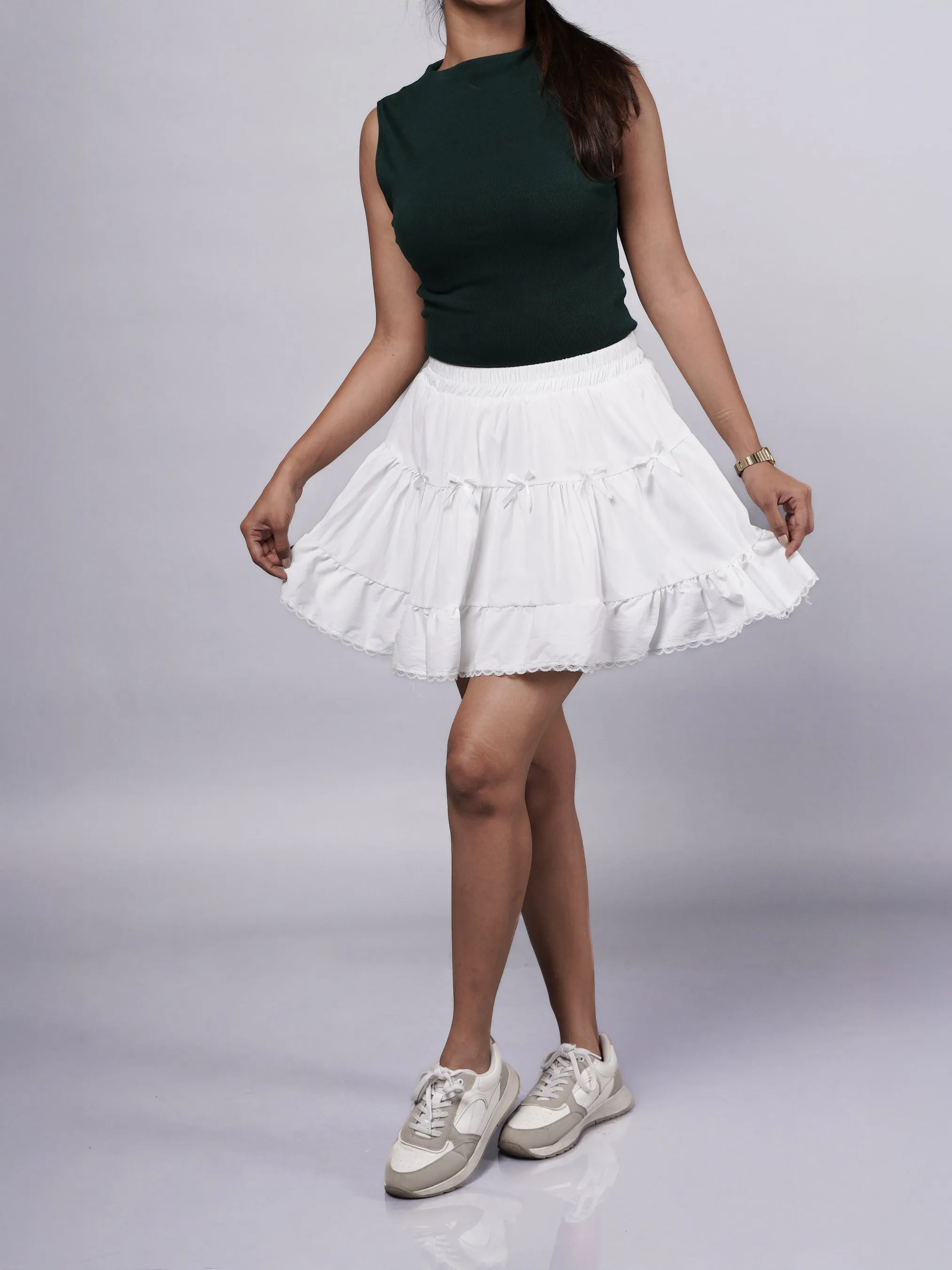 Edgy Y2K White Mini Skirt French Theory