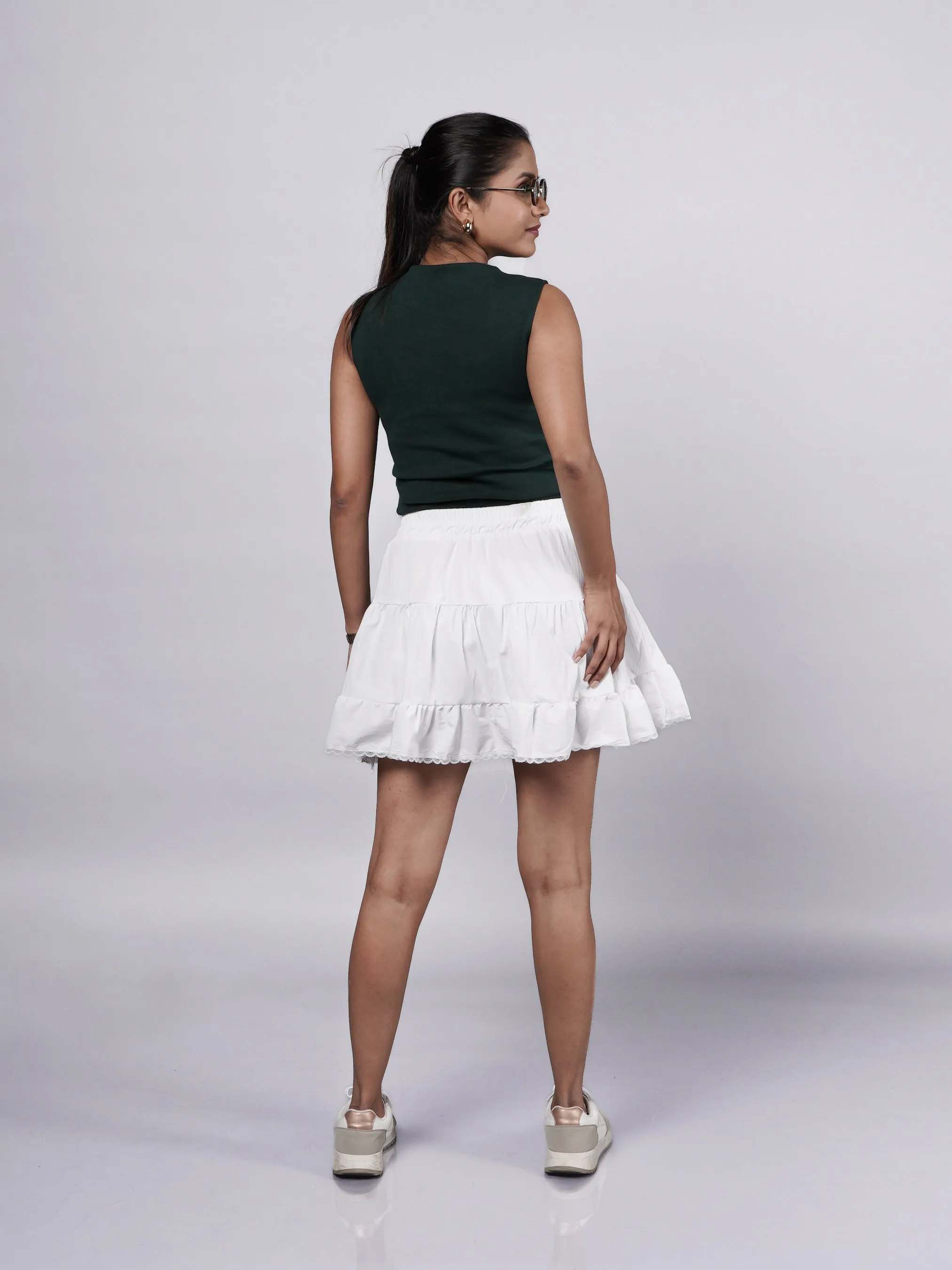 Edgy Y2K White Mini Skirt French Theory