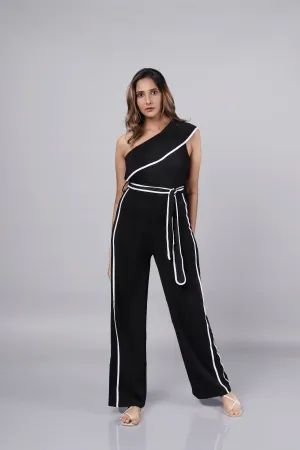 Elegant Black Off-the-Shoulder Jumpsuit (Old Money Style) French Theory