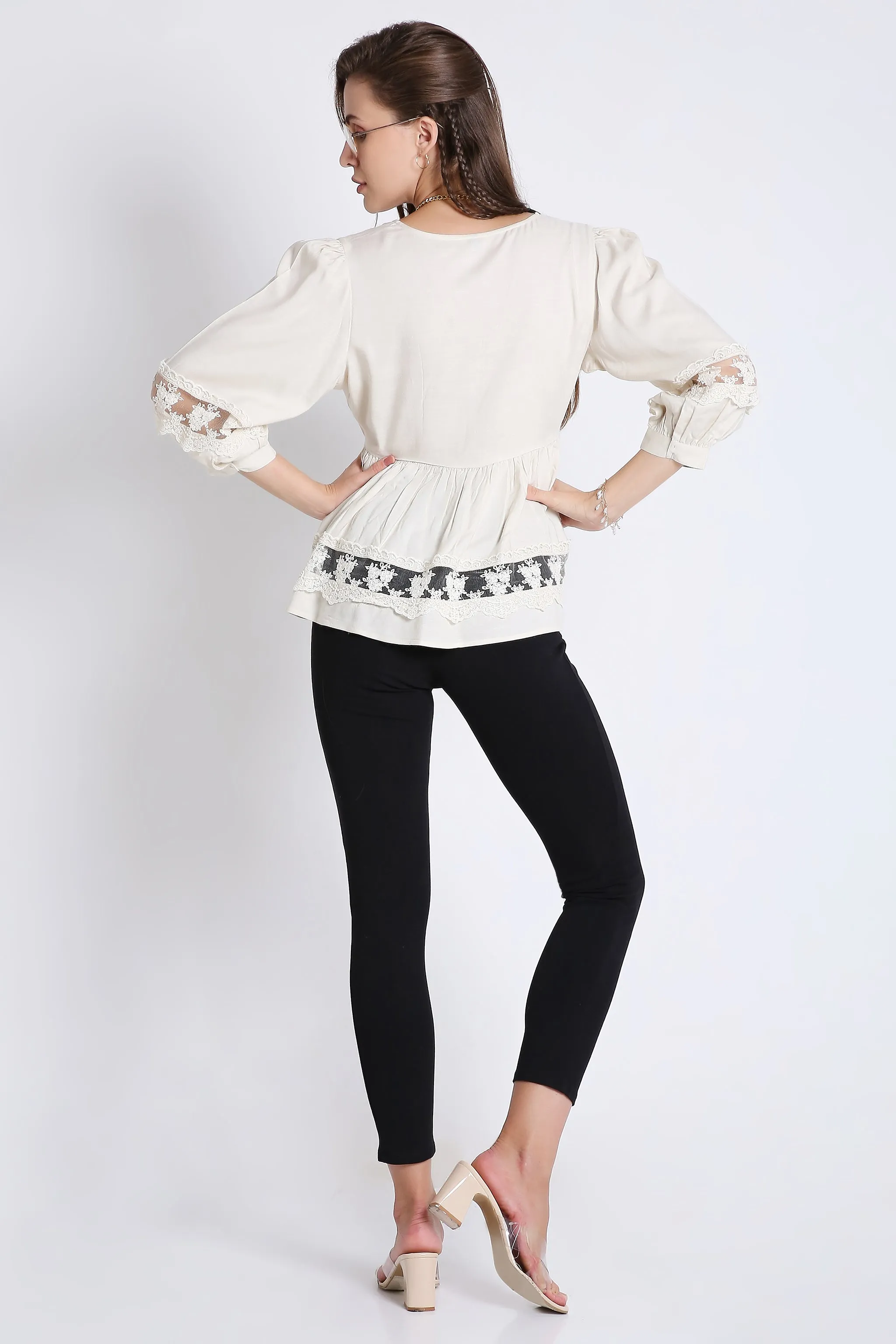 Flared Top with Lace Details French Theory