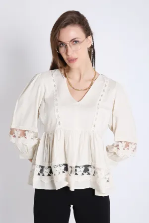 Flared Top with Lace Details French Theory