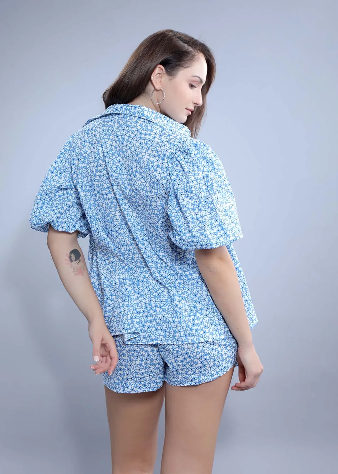 Floral Oversized Shirt With Puff Sleeve French Theory