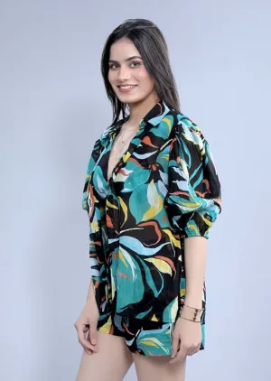 Floral Oversized Shirt With Puff Sleeve French Theory