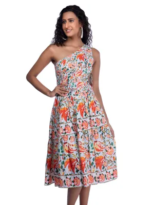 Floral Printed One Shoulder Dress French Theory
