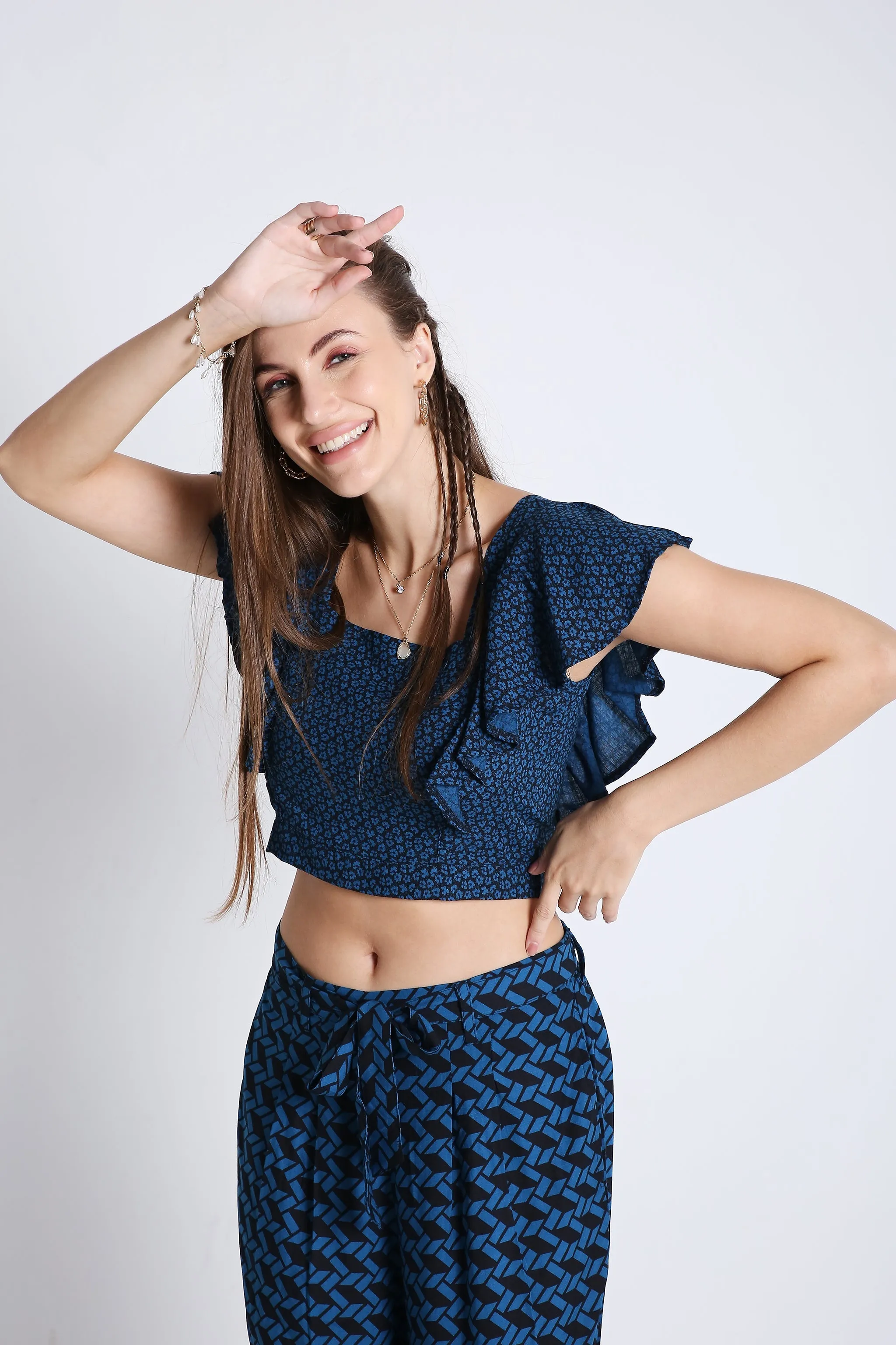 Frilled Blue Crop Top French Theory