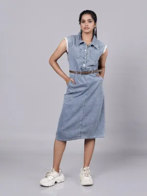 Gen Z Urban Dark Blue Denim Dress French Theory