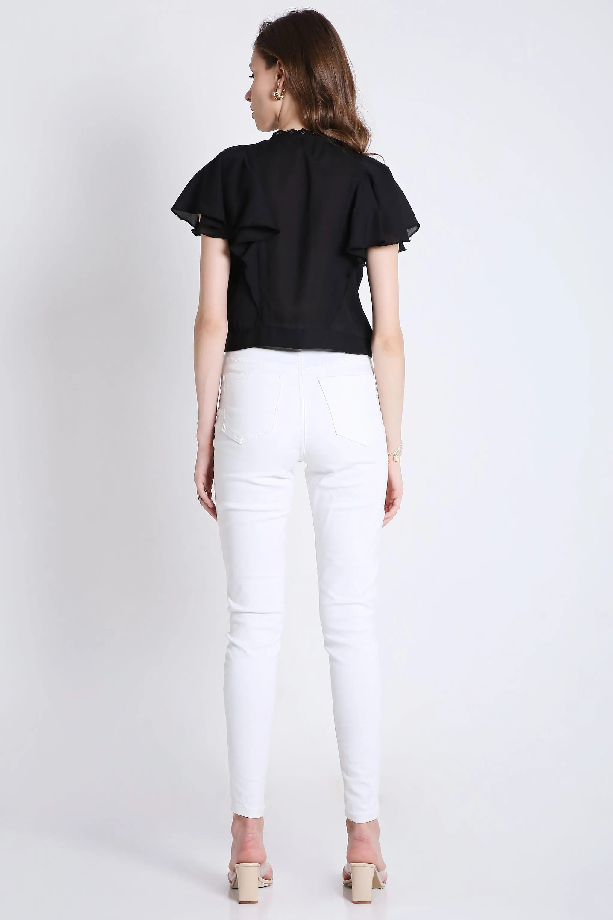 Georgette Short Top with Lace Detailing French Theory