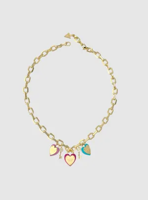 Gold All You Need is Love Charm Necklace Guess