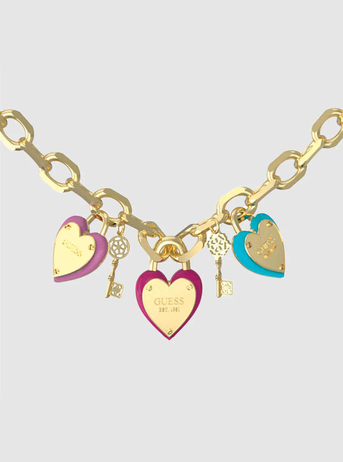 Gold All You Need is Love Charm Necklace Guess