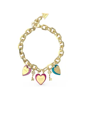 Gold All You Need Is Love Heart Charm Bracelet Guess