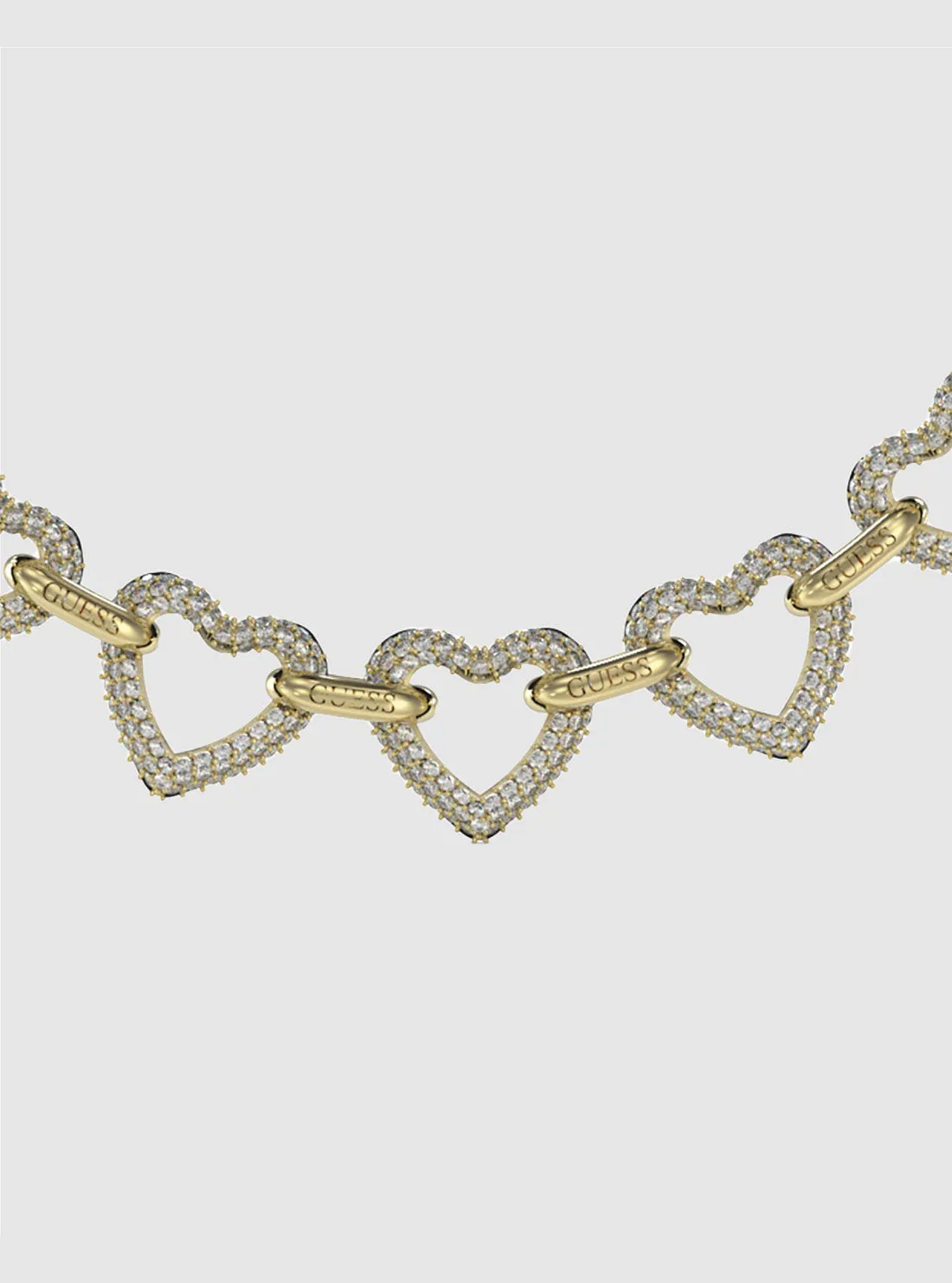 Gold Heart Pave Necklace Guess