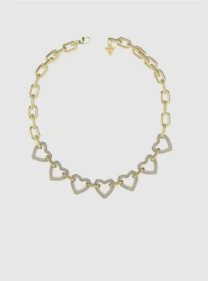 Gold Heart Pave Necklace Guess
