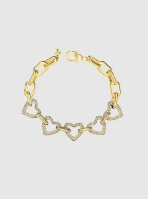 Gold Pave Heart Bracelet Guess