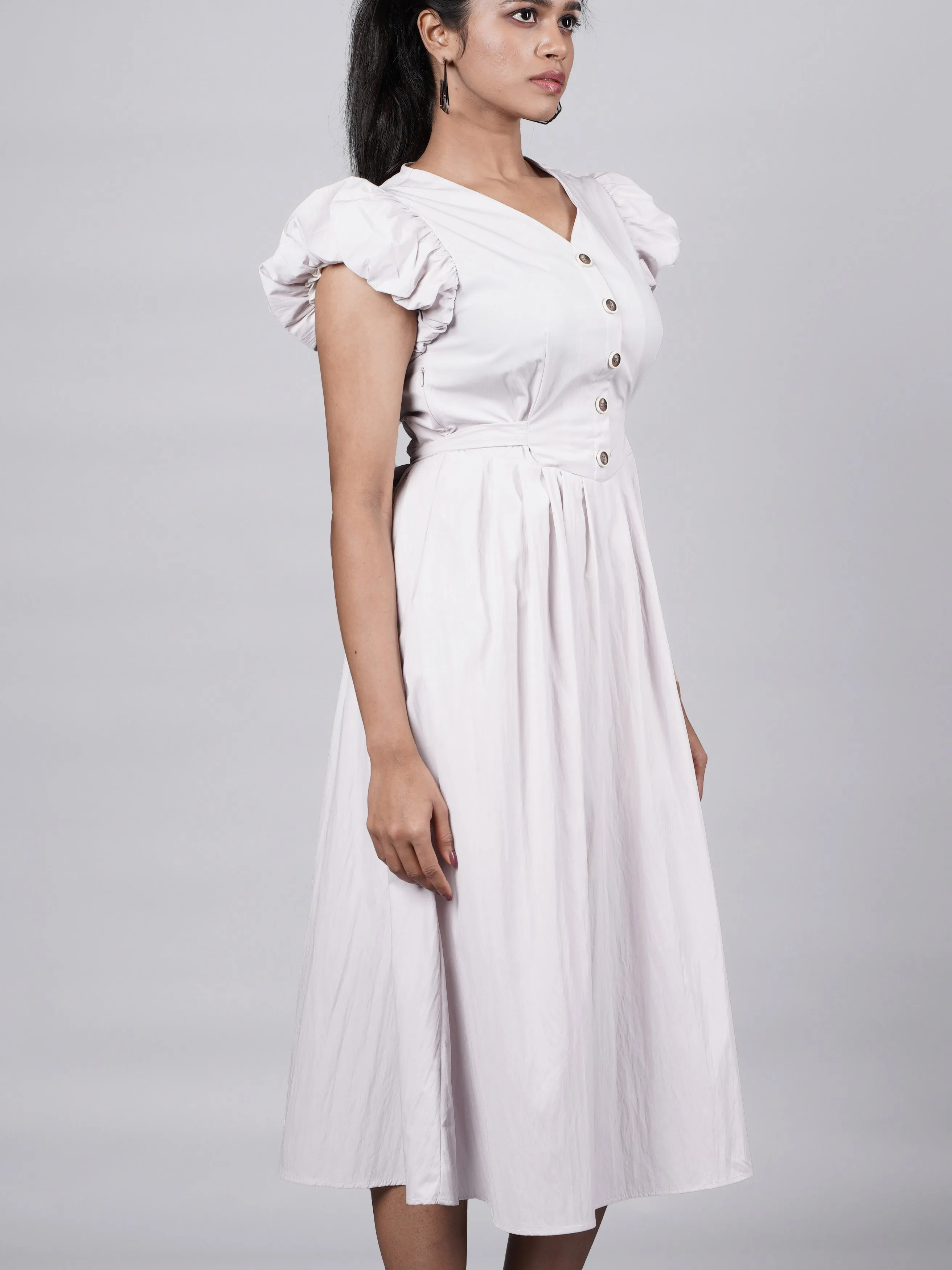 Grey Puff Sleeve Dress French Theory