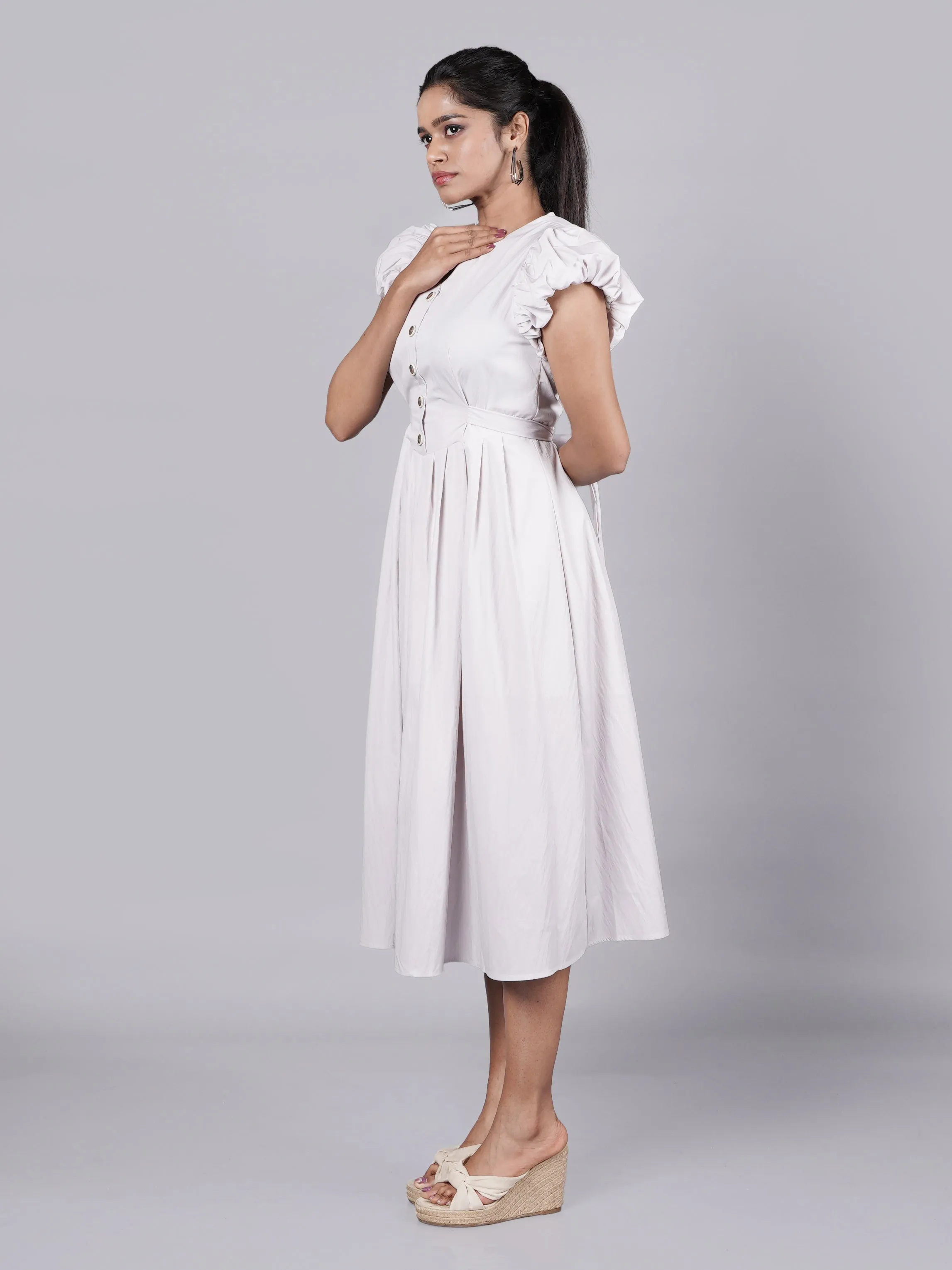 Grey Puff Sleeve Dress French Theory