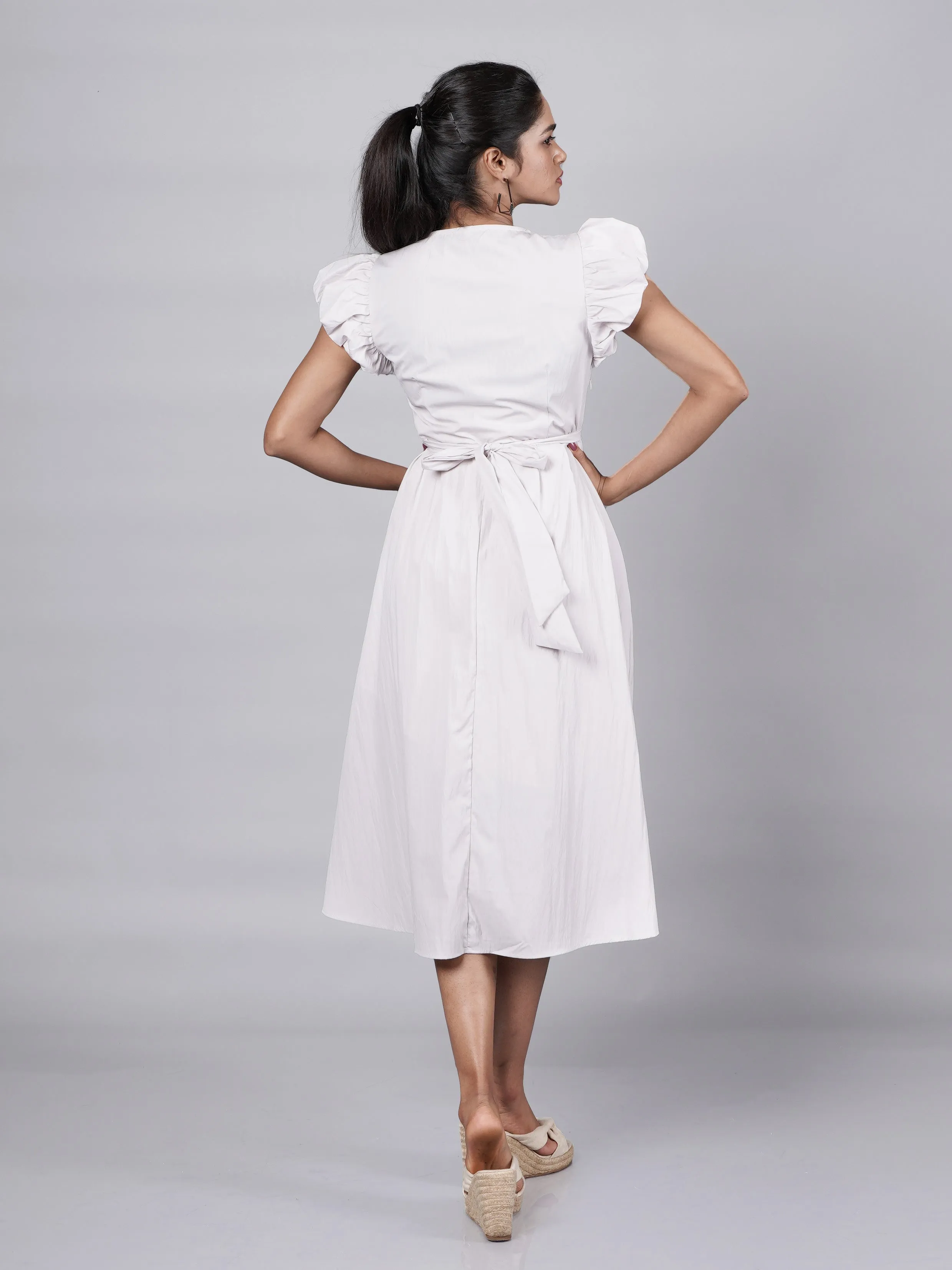 Grey Puff Sleeve Dress French Theory