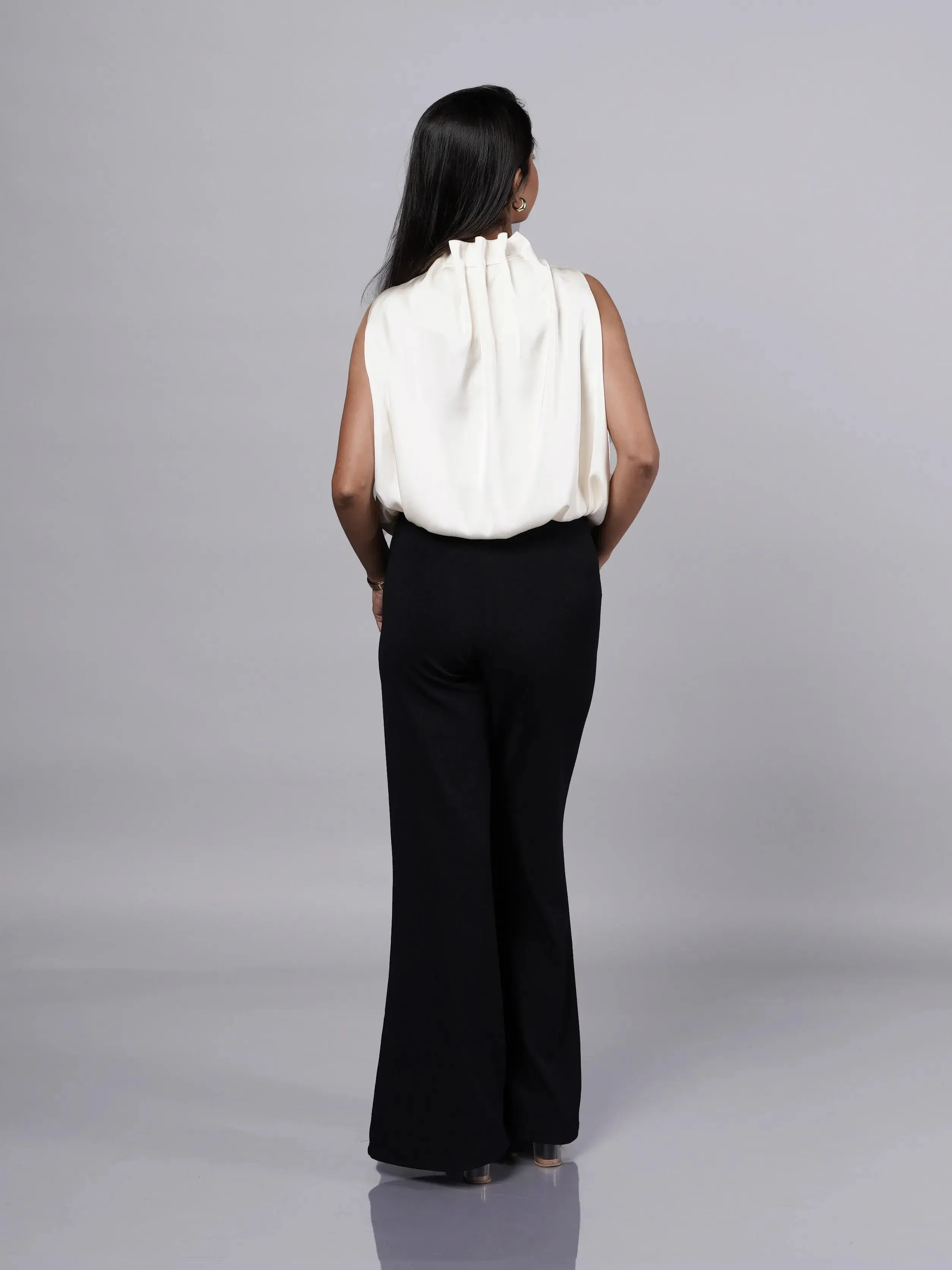 Halter Neck Beige Satin Top French Theory