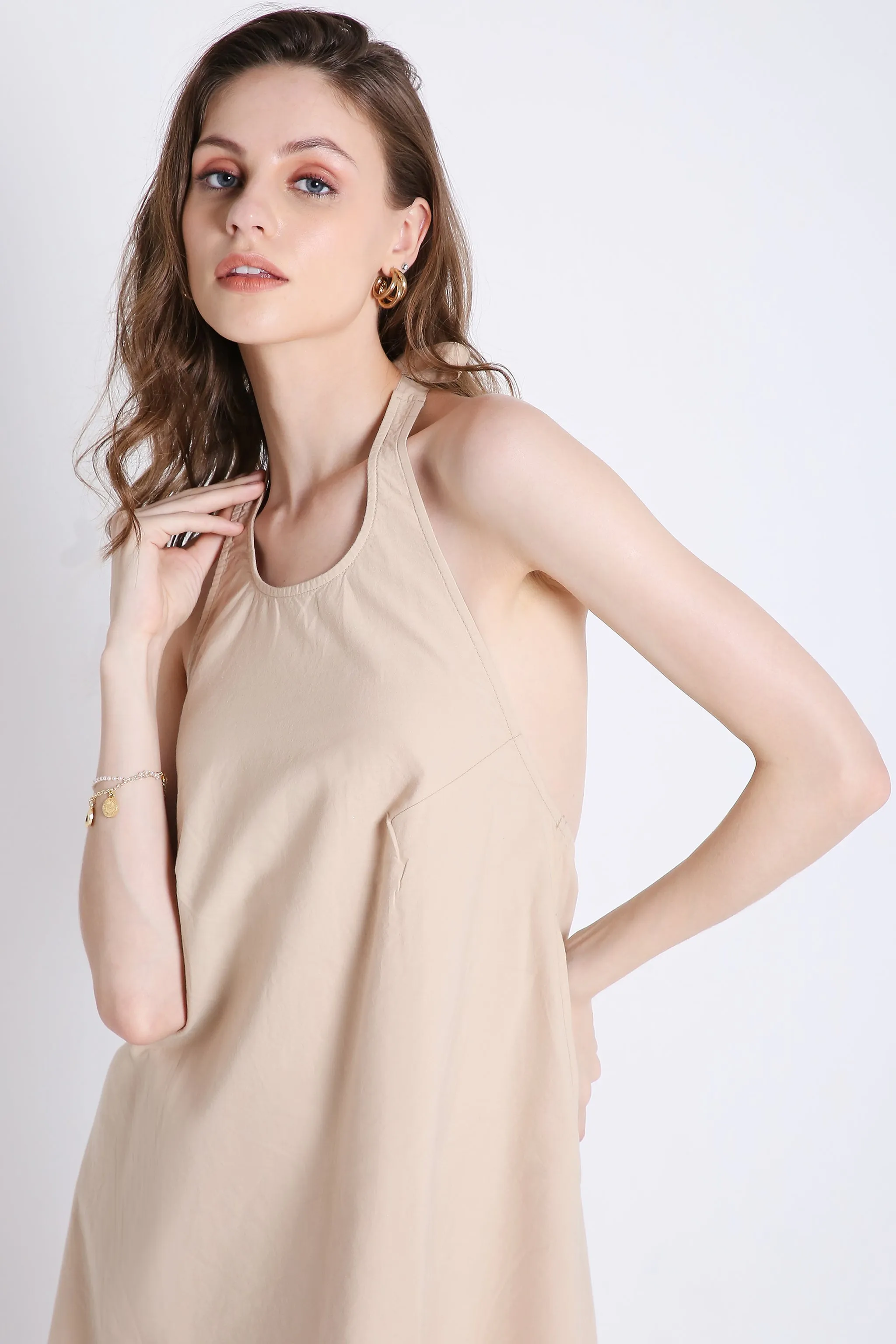 Halter Neck Mini Dress With Schiffli Embroidery French Theory