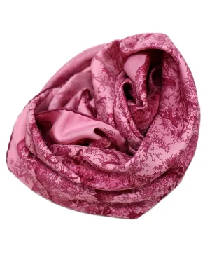 Hermes Pink & Burgundy Print Silk Scarf