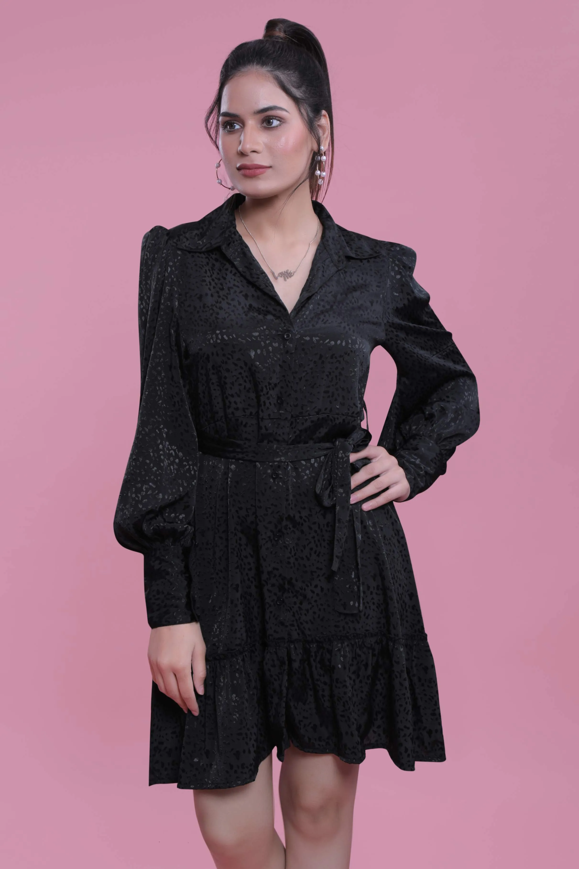 Jacquard Satin A-line Black Party Dress French Theory