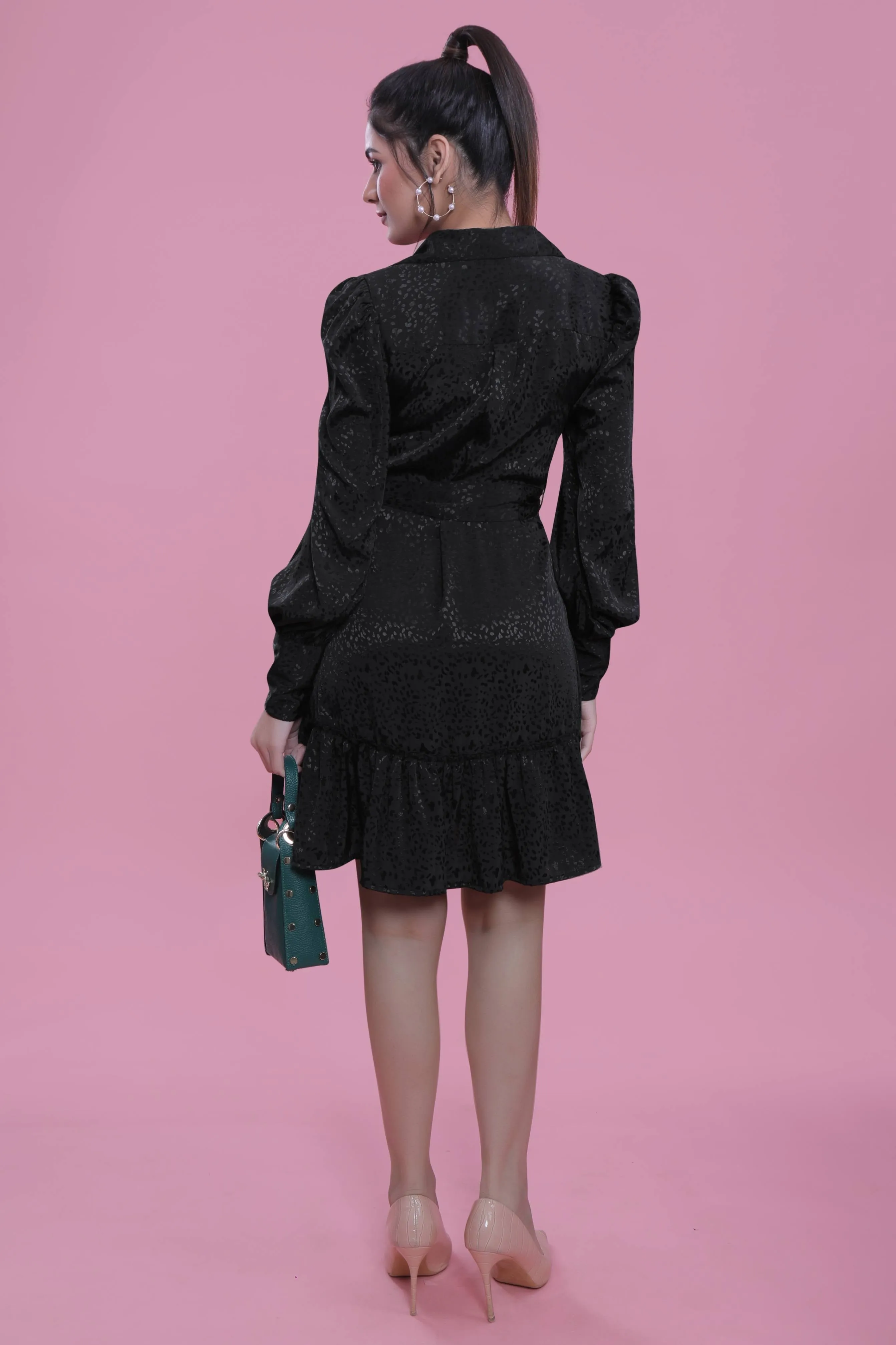 Jacquard Satin A-line Black Party Dress French Theory