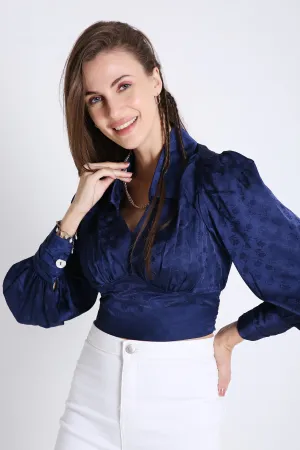 Jaquard Satin Empire Yoke Party Wear Top French Theory