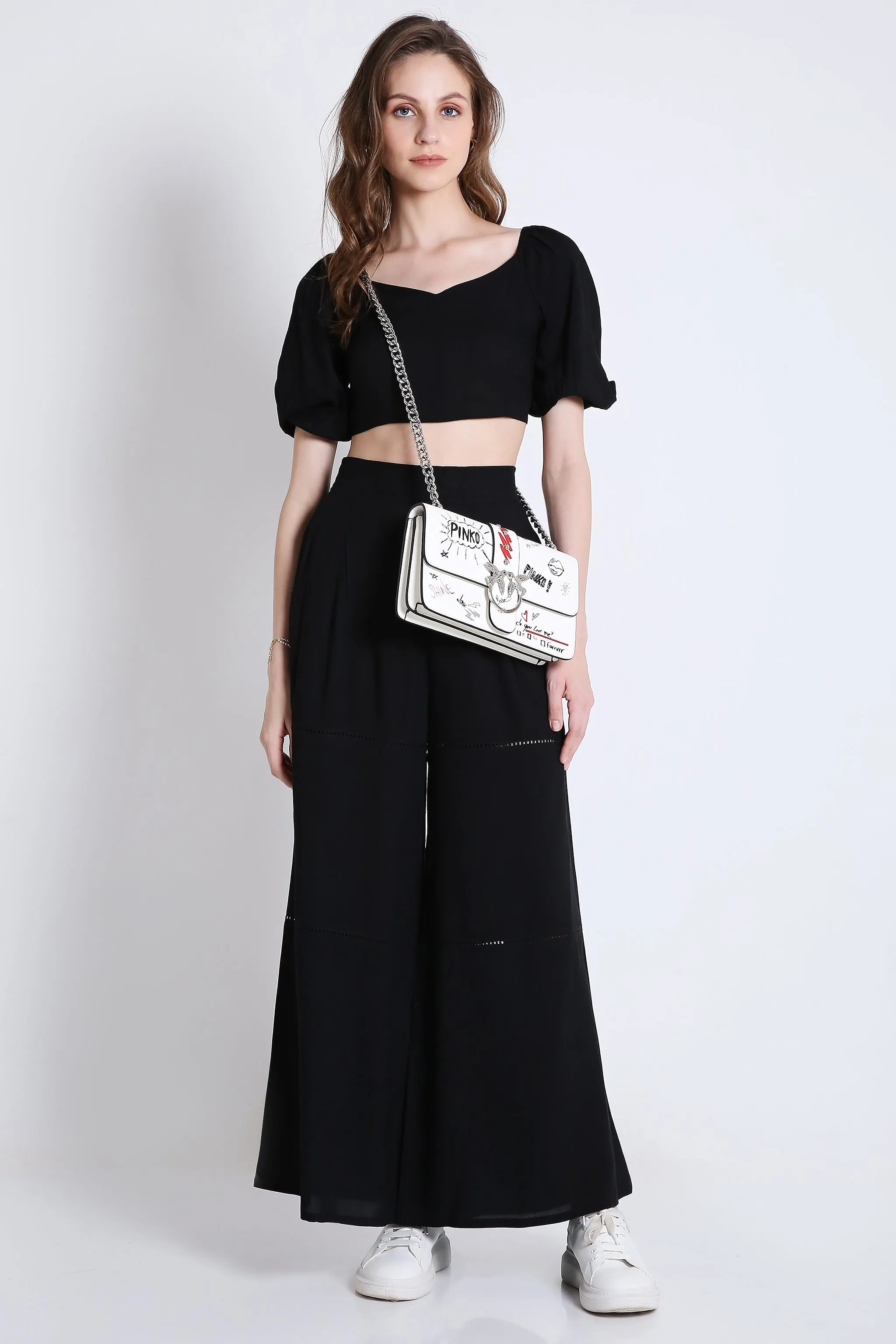 Lace Detail Flared Pants French Theory