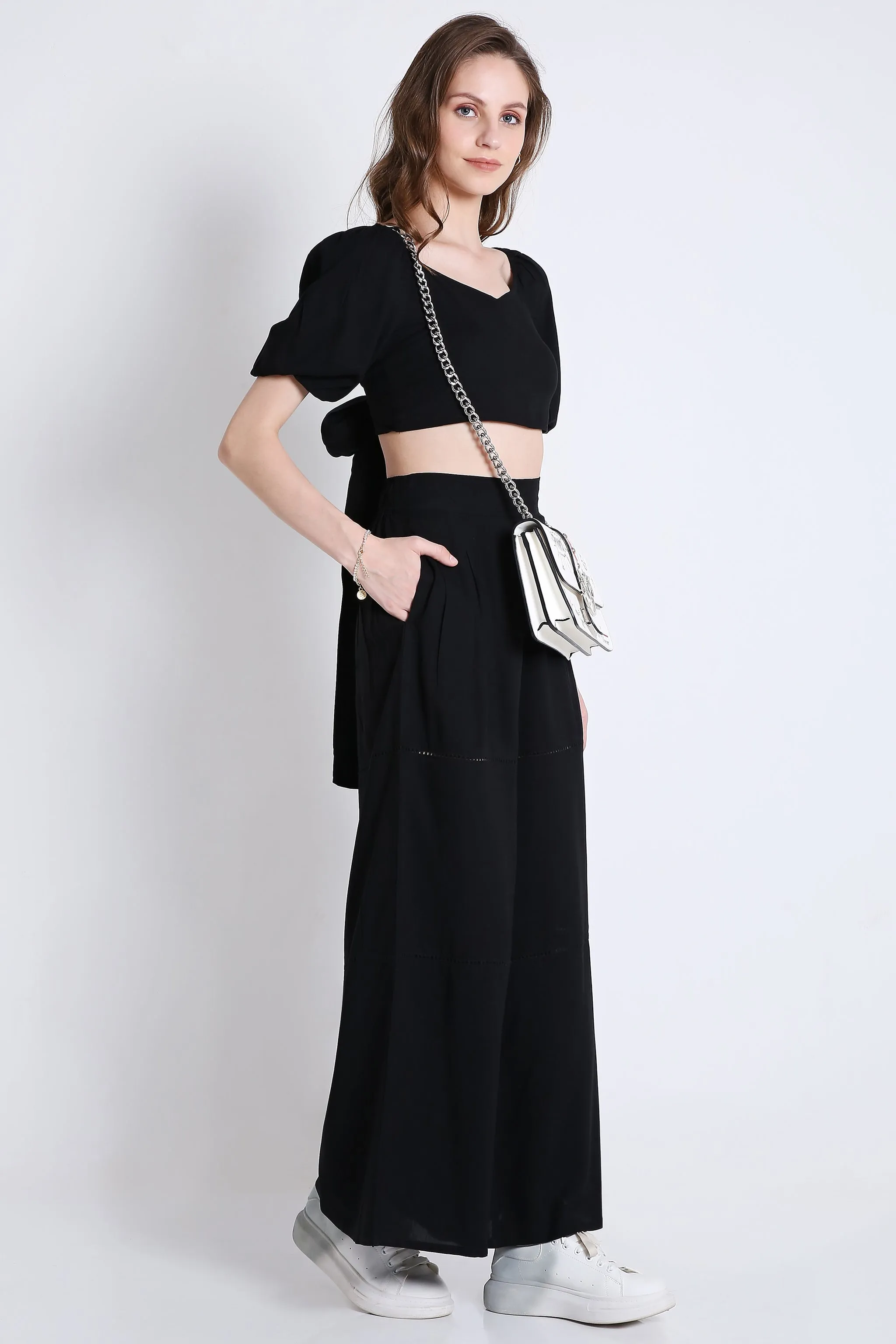 Lace Detail Flared Pants French Theory