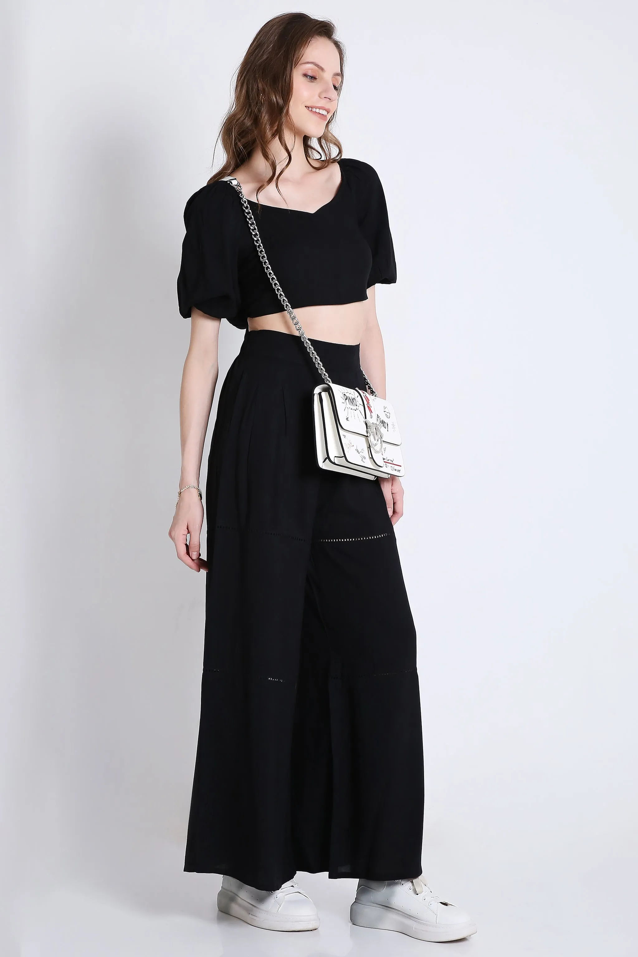 Lace Detail Flared Pants French Theory