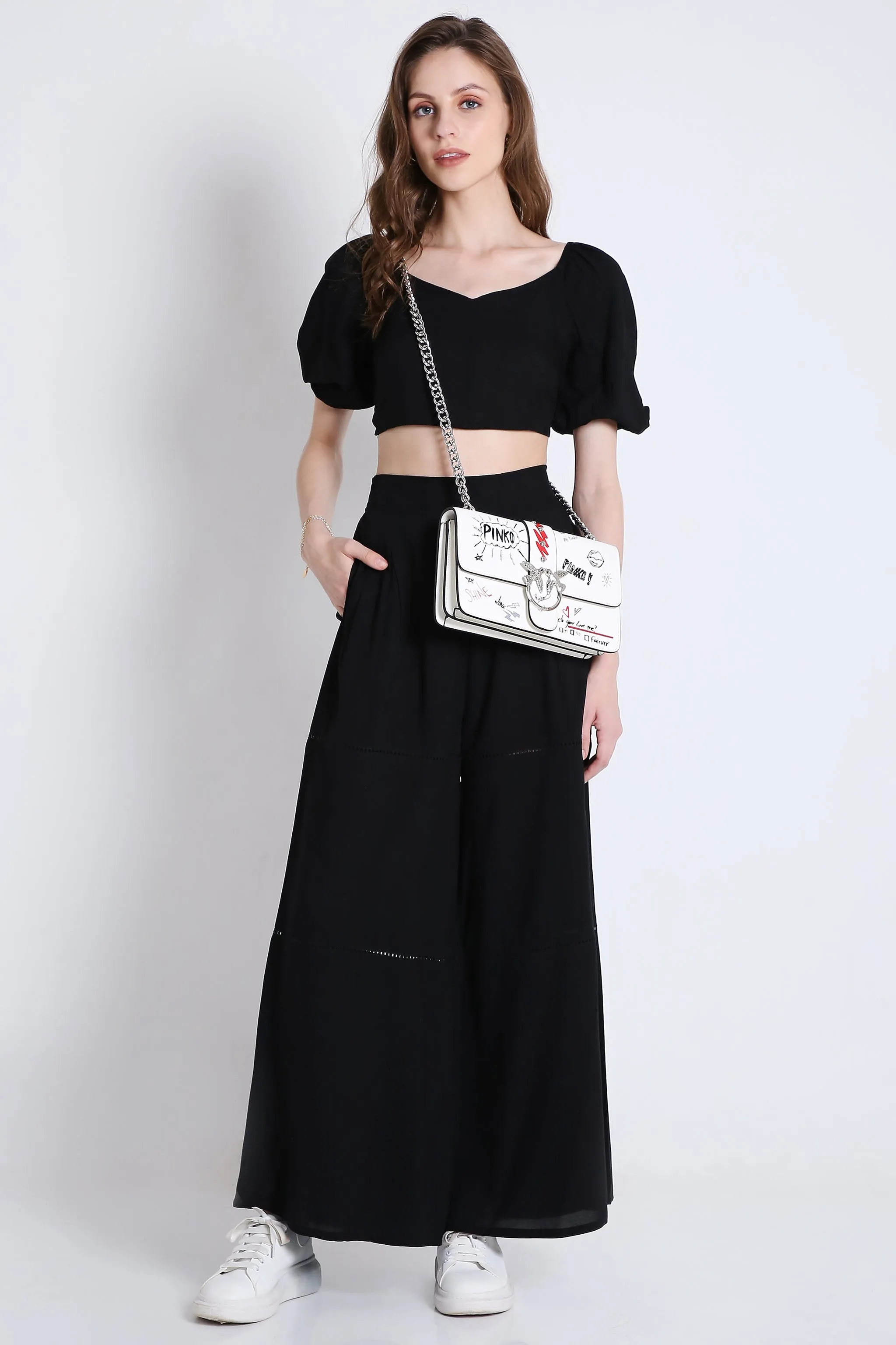 Lace Detail Flared Pants French Theory