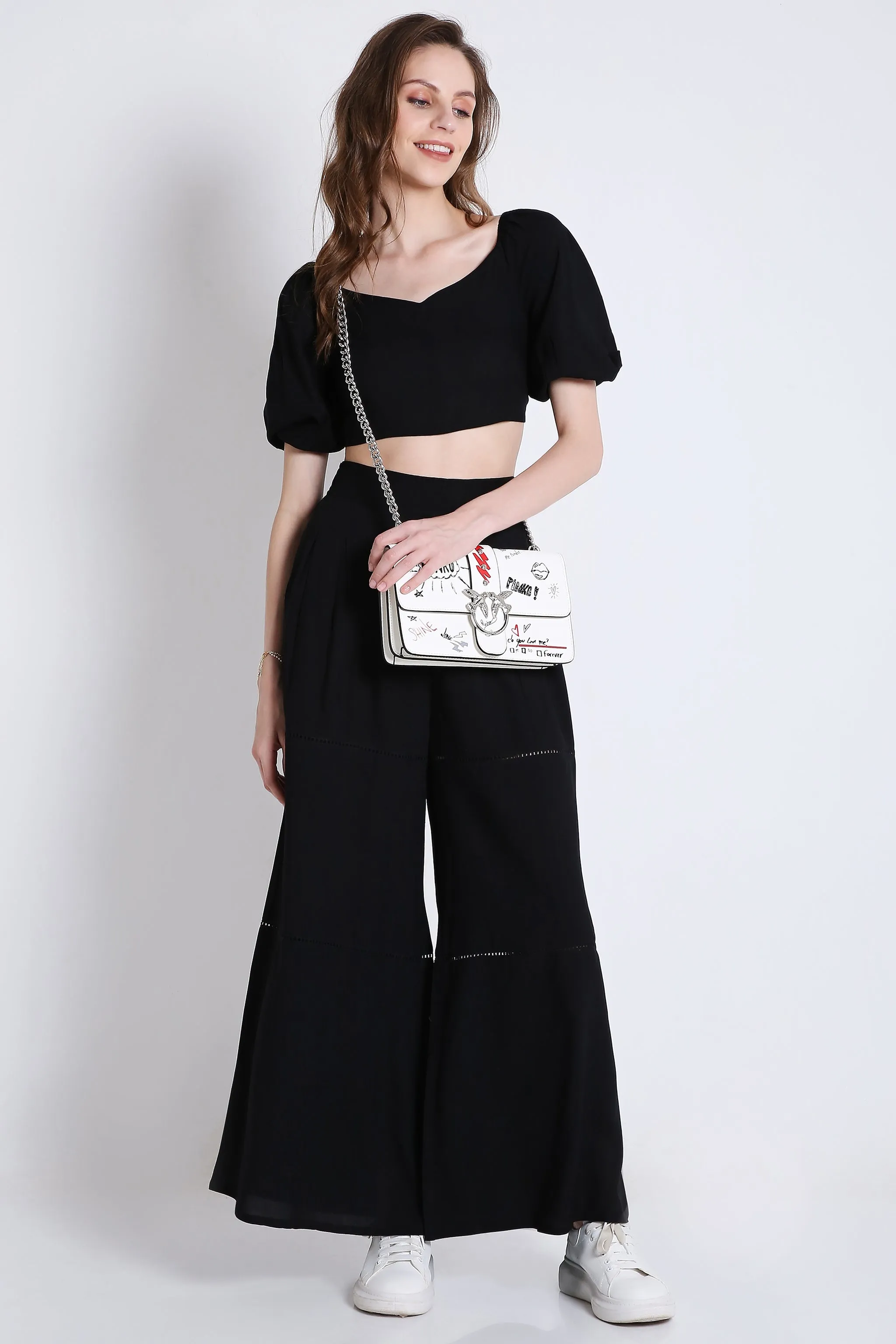 Lace Detail Flared Pants French Theory