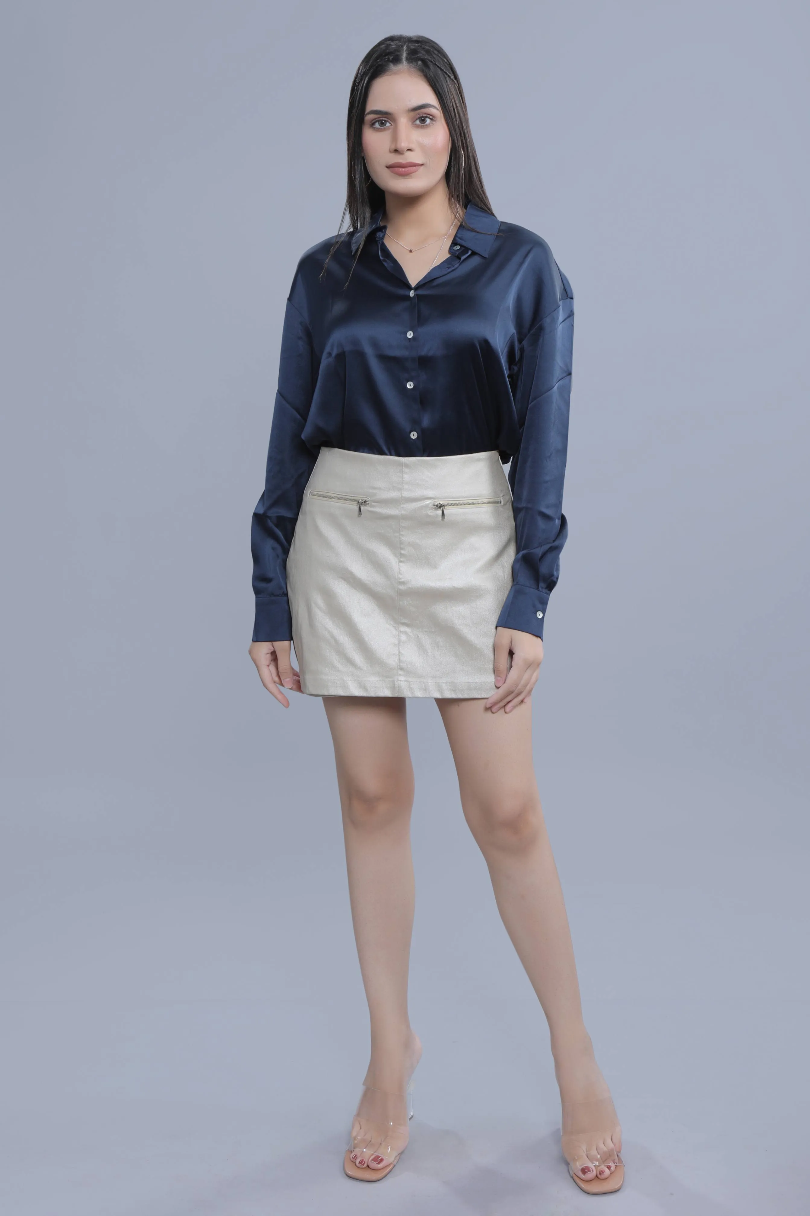Light Golden Shimmer Short Skirt French Theory