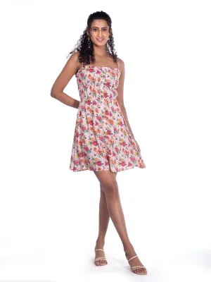 Light Pink Printed Flowy & Short Dress French Theory