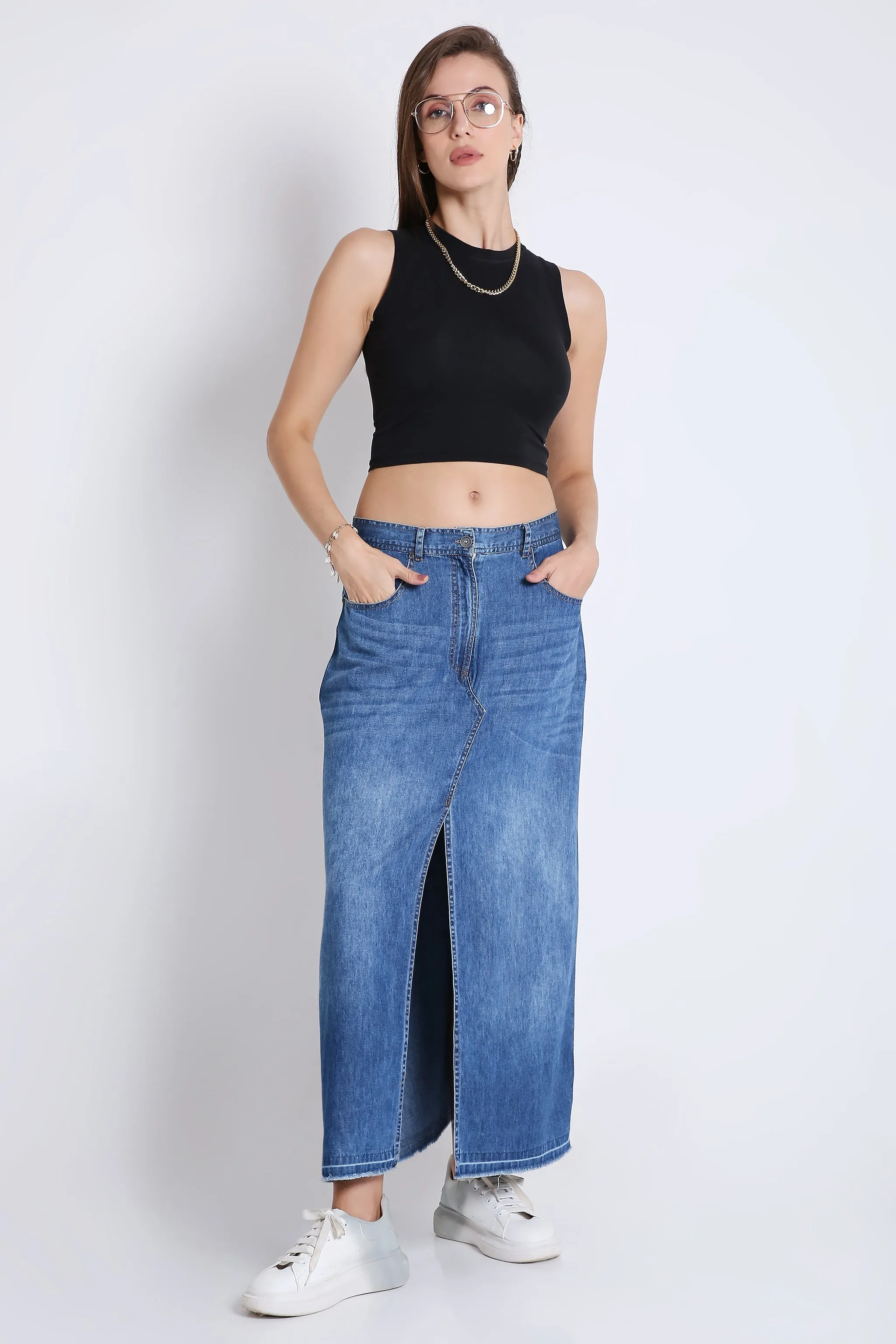 Long Denim Skirt French Theory