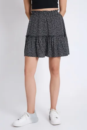 Mini Flared Black Skirt French Theory